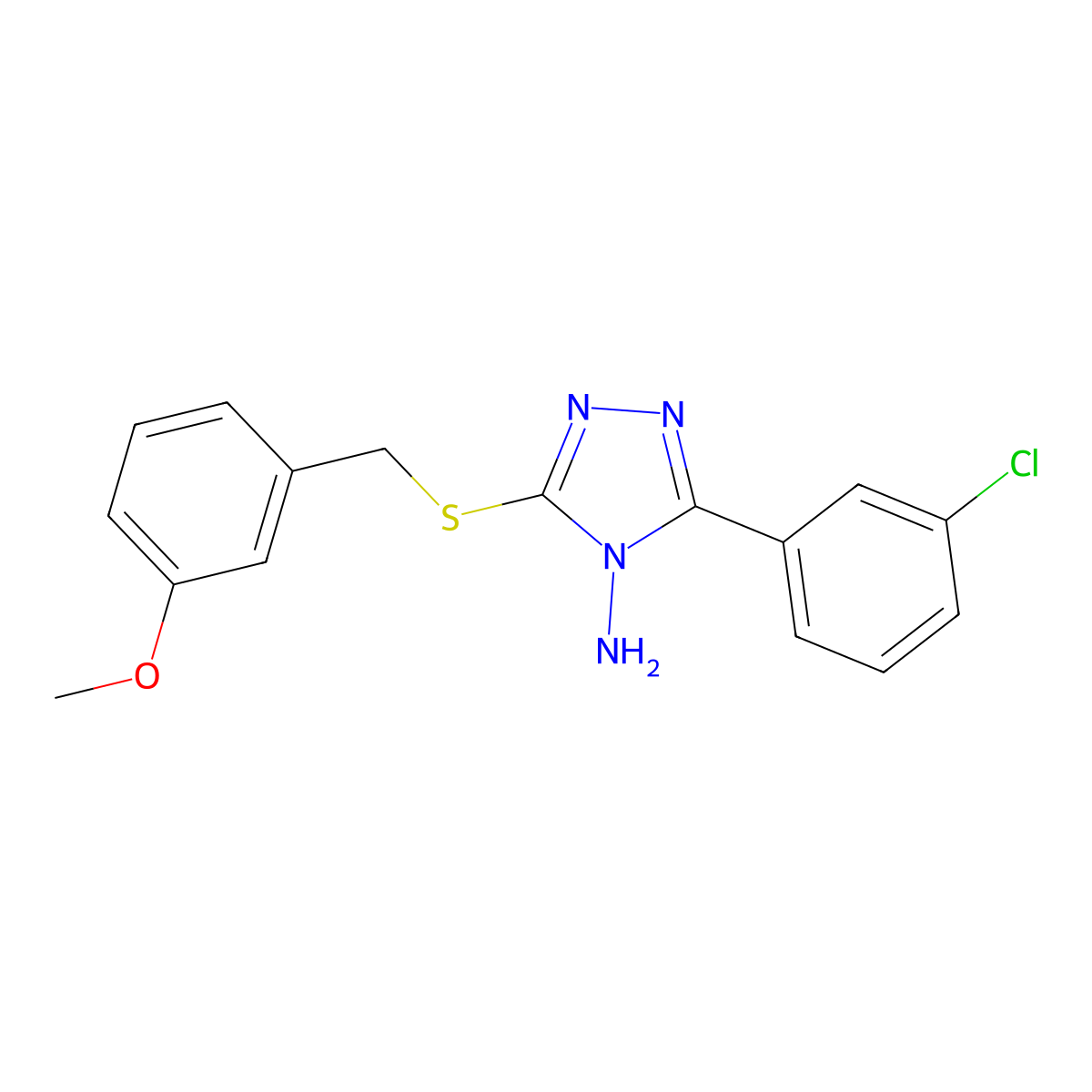 3-(3-Chlorophenyl)-5-((3-methoxybenzyl)thio)-4H-1,2,4-triazol-4-amine molecular structure, CAS 573947-81-6