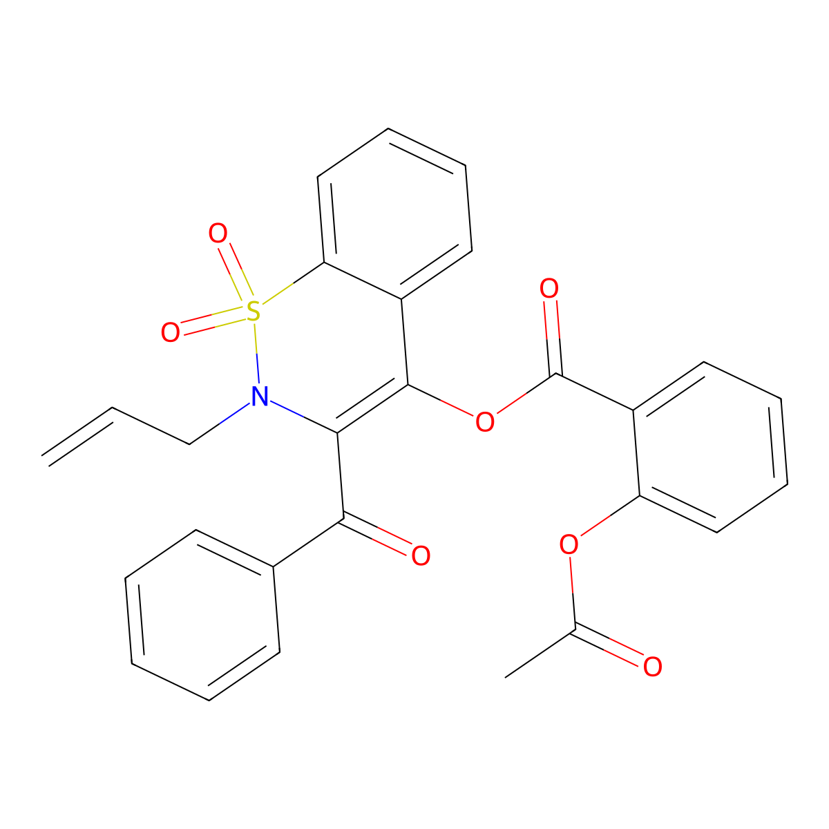 1,1-dioxido-3-(phenylcarbonyl)-2-(prop-2-en-1-yl)-2H-1,2-benzothiazin-4-yl 2-(acetyloxy)benzoate molecular structure, CAS 573947-99-6