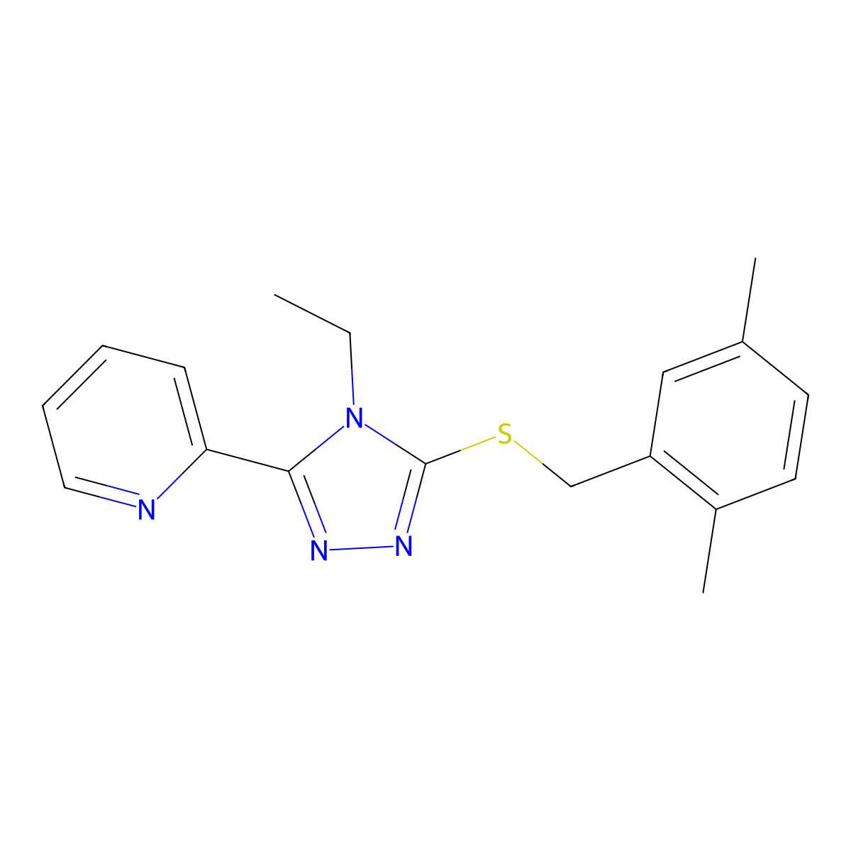 2-(5-((2,5-Dimethylbenzyl)thio)-4-ethyl-4H-1,2,4-triazol-3-YL)pyridine molecular structure, CAS 573948-00-2