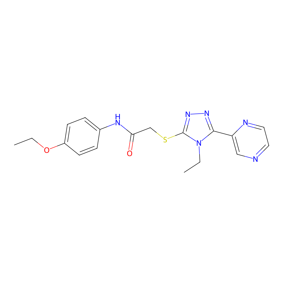 N-(4-Ethoxyphenyl)-2-((4-ET-5-(2-pyrazinyl)-4H-1,2,4-triazol-3-YL)thio)acetamide molecular structure, CAS 573948-03-5