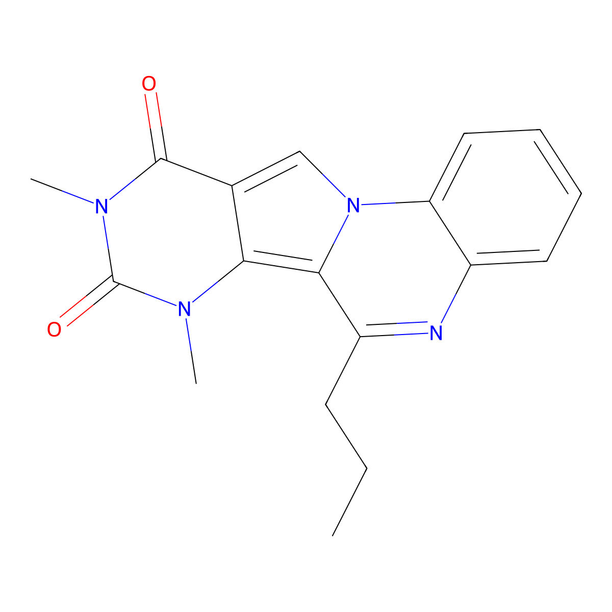7,9-dimethyl-6-propylpyrimido[4',5':3,4]pyrrolo[1,2-a]quinoxaline-8,10(7H,9H)-dione molecular structure, CAS 573948-18-2