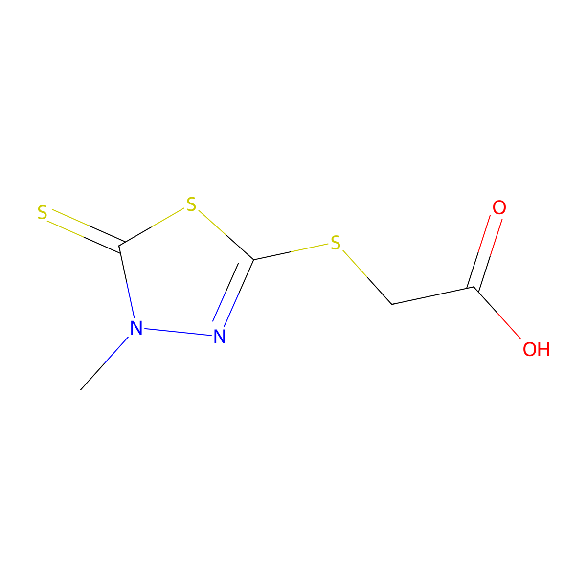 Acetic acid, [(4,5-dihydro-4-methyl-5-thioxo-1,3,4-thiadiazol-2-yl)thio]- molecular structure, CAS 573948-30-8
