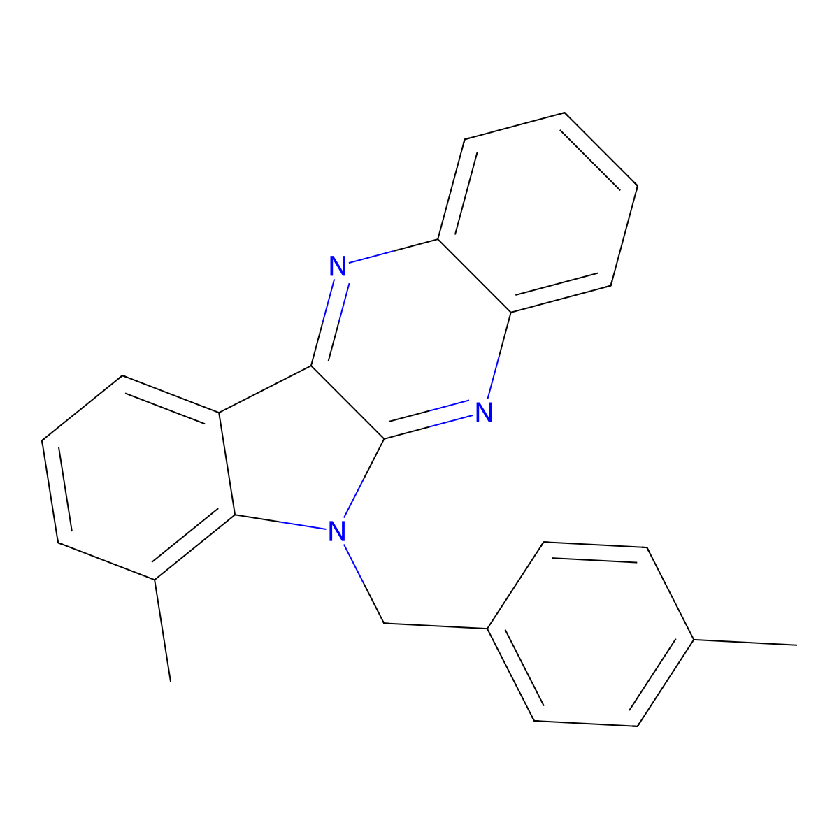 4-Methyl-5-[(4-methylphenyl)methyl]indolo[2,3-b]quinoxaline molecular structure, CAS 573948-48-8