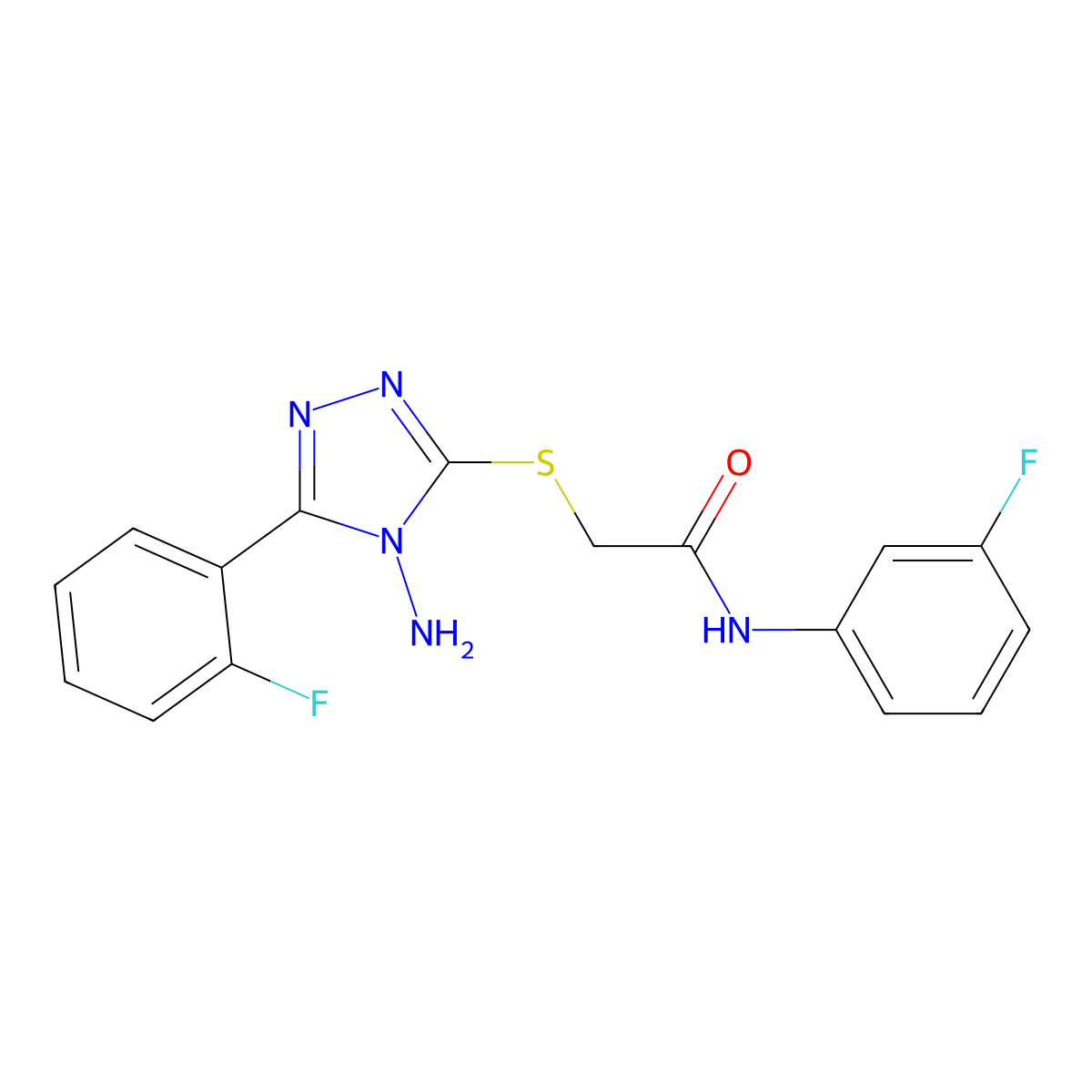 2-[4-amino-5-(2-fluorophenyl)(1,2,4-triazol-3-ylthio)]-N-(3-fluorophenyl)aceta mide molecular structure, CAS 573948-80-8