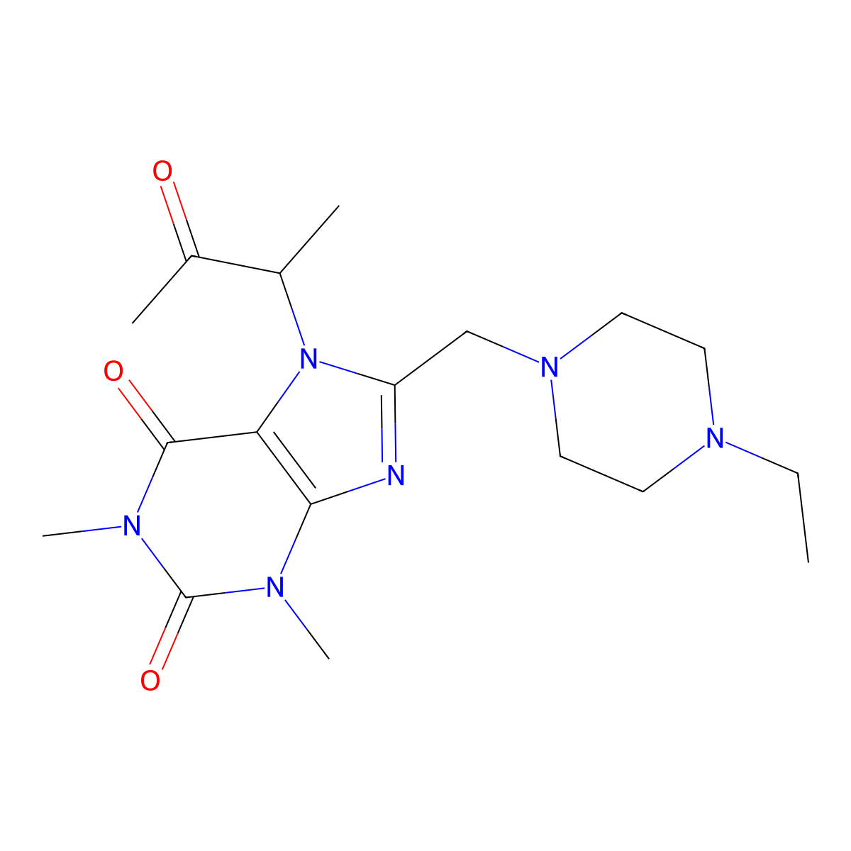8-[(4-Ethylpiperazin-1-yl)methyl]-1,3-dimethyl-7-(3-oxobutan-2-yl)purine-2,6-dione molecular structure, CAS 573948-87-5