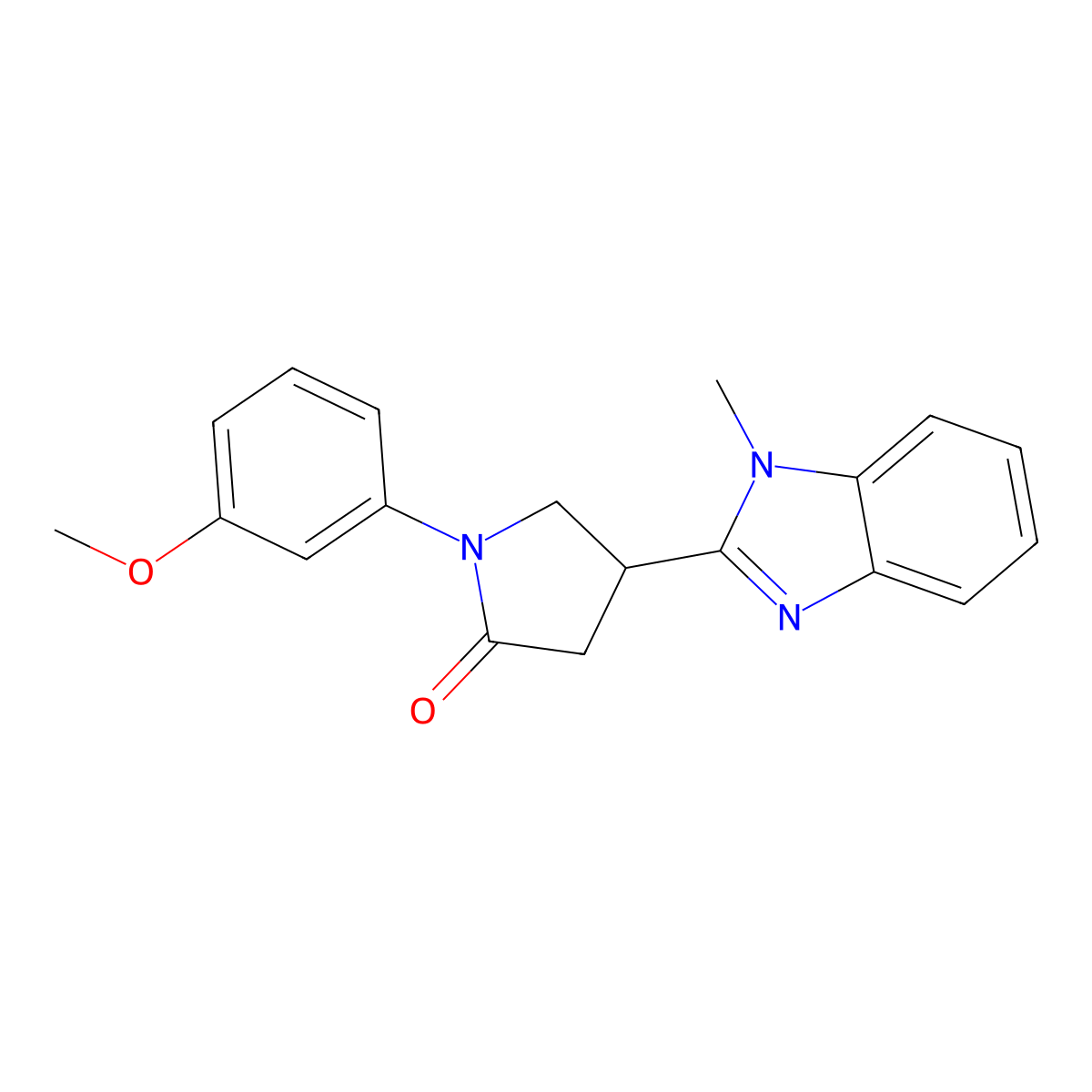 1-(3-Methoxyphenyl)-4-(1-methylbenzimidazol-2-yl)pyrrolidin-2-one molecular structure, CAS 573948-92-2