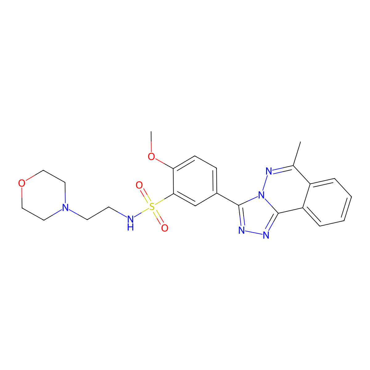 2-methoxy-5-(6-methyl-[1,2,4]triazolo[3,4-a]phthalazin-3-yl)-N-(2-morpholin-4-ylethyl)benzenesulfonamide molecular structure, CAS 573949-41-4