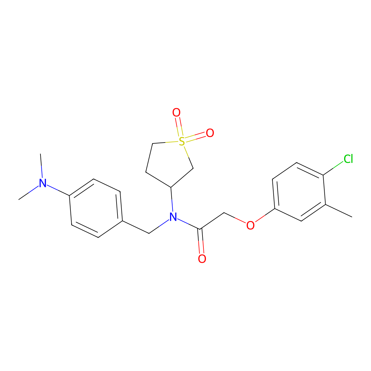2-(4-chloro-3-methylphenoxy)-N-[4-(dimethylamino)benzyl]-N-(1,1-dioxidotetrahydrothiophen-3-yl)acetamide molecular structure, CAS 573949-44-7