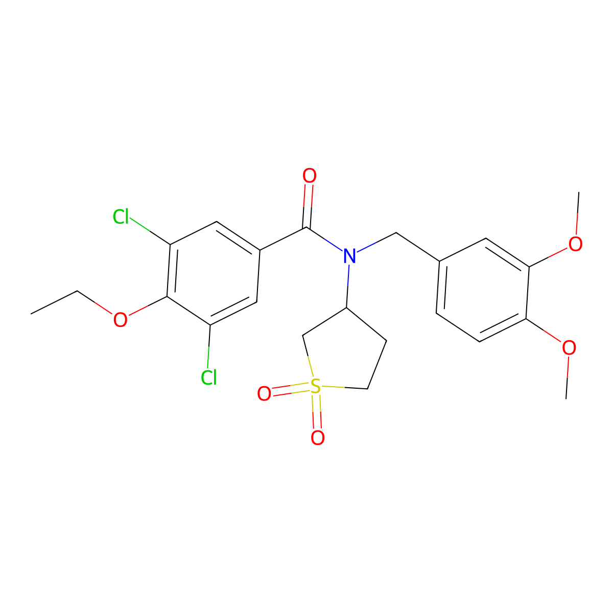 3,5-dichloro-N-(3,4-dimethoxybenzyl)-N-(1,1-dioxidotetrahydrothiophen-3-yl)-4-ethoxybenzamide molecular structure, CAS 573949-80-1