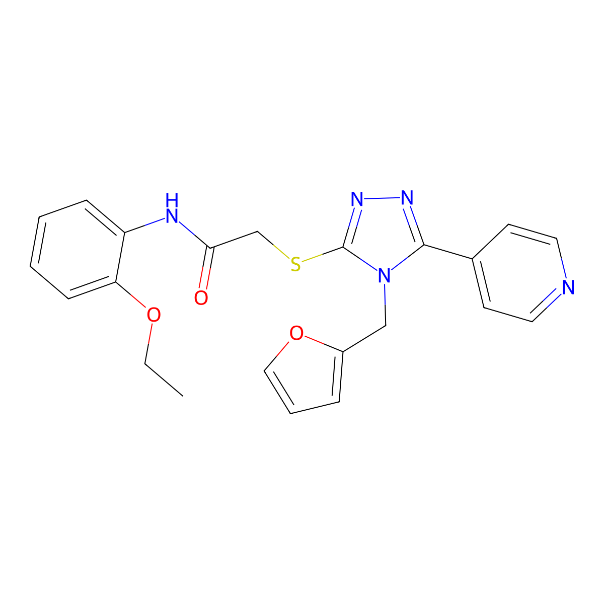 N-(2-ethoxyphenyl)-2-{[4-(furan-2-ylmethyl)-5-(pyridin-4-yl)-4H-1,2,4-triazol-3-yl]sulfanyl}acetamide molecular structure, CAS 573949-81-2