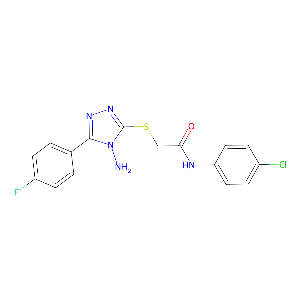 2-{[4-amino-5-(4-fluorophenyl)-4H-1,2,4-triazol-3-yl]sulfanyl}-N-(4-chlorophenyl)acetamide molecular structure, CAS 573949-86-7