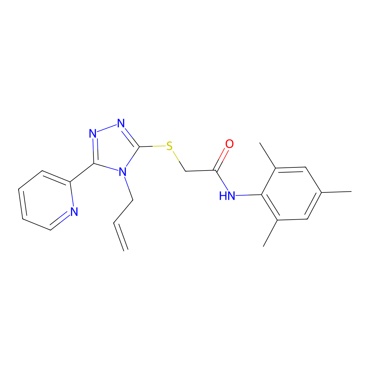 2-((4-Allyl-5-(2-pyridinyl)-4H-1,2,4-triazol-3-YL)thio)-N-mesitylacetamide molecular structure, CAS 573949-92-5
