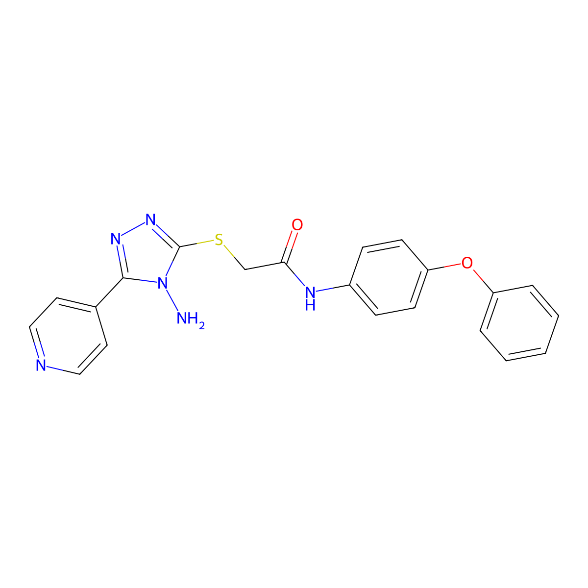 2-((4-Amino-5-(4-pyridinyl)-4H-1,2,4-triazol-3-YL)thio)N-(4-phenoxy-PH)acetamide molecular structure, CAS 573950-10-4