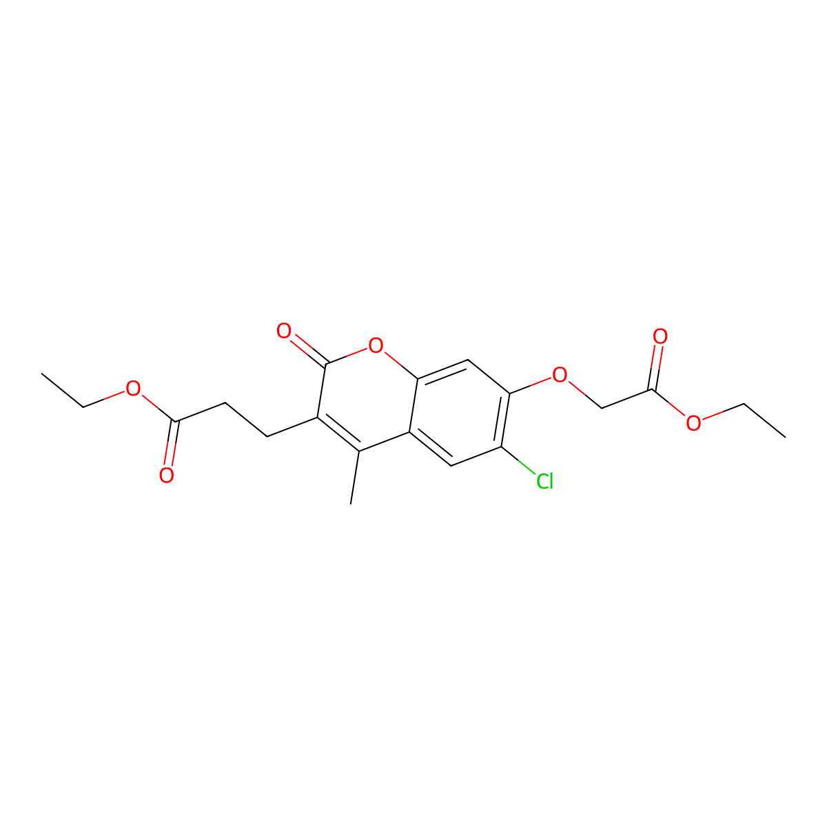 ethyl 3-[6-chloro-7-(2-ethoxy-2-oxoethoxy)-4-methyl-2-oxo-2H-chromen-3-yl]propanoate molecular structure, CAS 573950-23-9