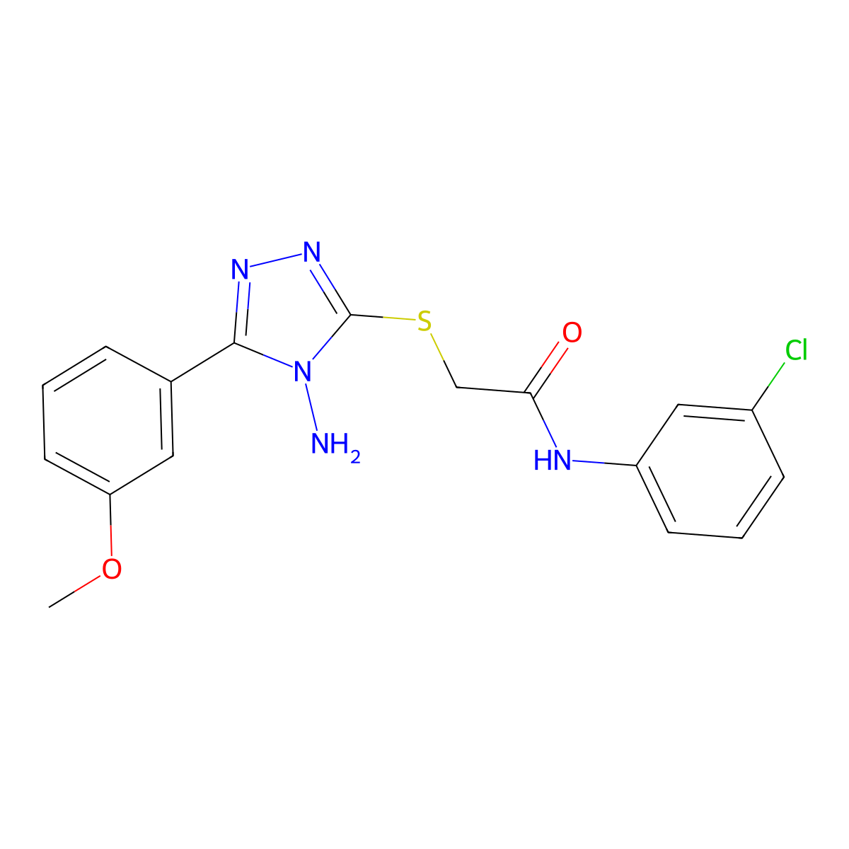 2-[4-amino-5-(3-methoxyphenyl)(1,2,4-triazol-3-ylthio)]-N-(3-chlorophenyl)acet amide molecular structure, CAS 573950-26-2