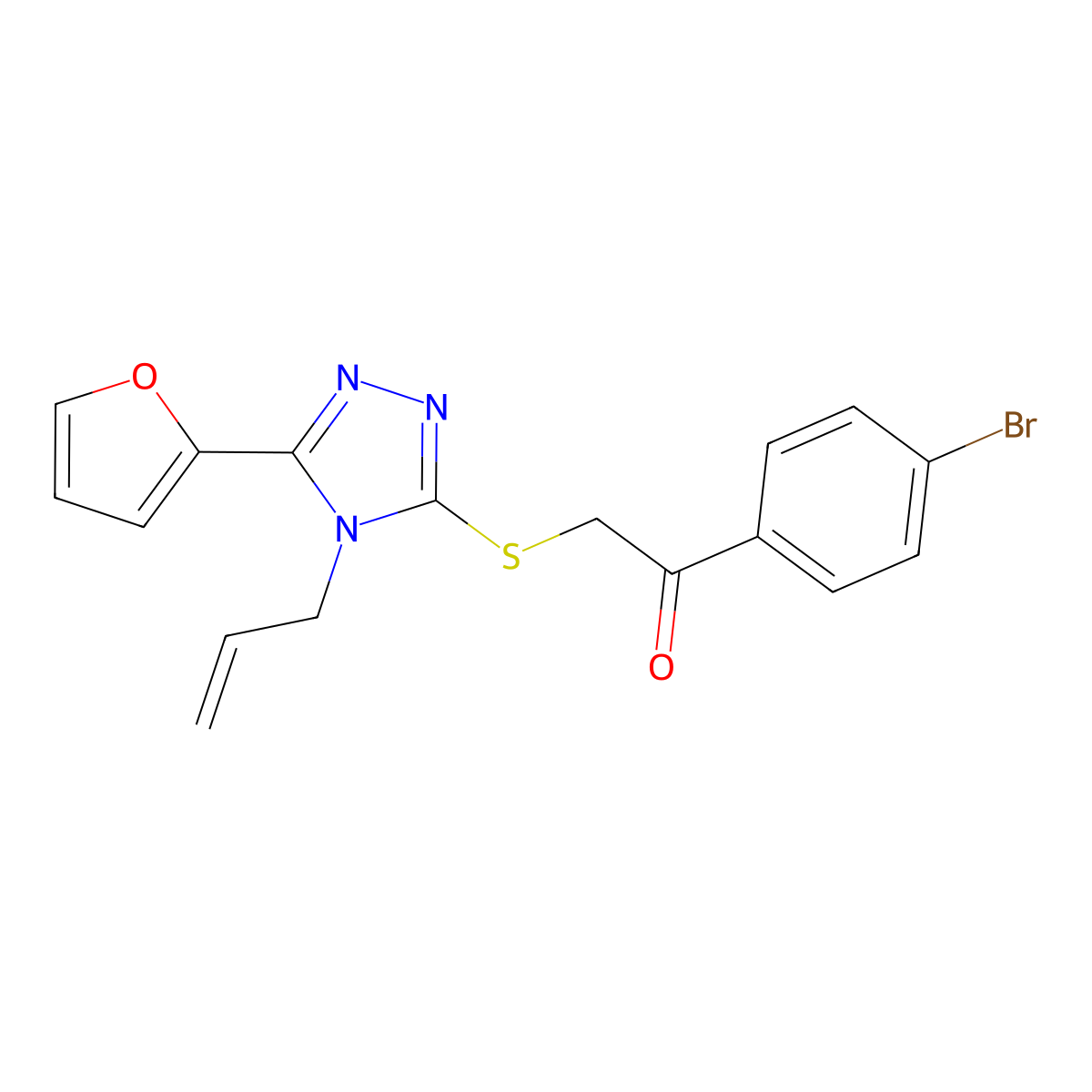 1-(4-Bromophenyl)-2-[[5-(furan-2-yl)-4-prop-2-enyl-1,2,4-triazol-3-yl]sulfanyl]ethanone molecular structure, CAS 573950-34-2