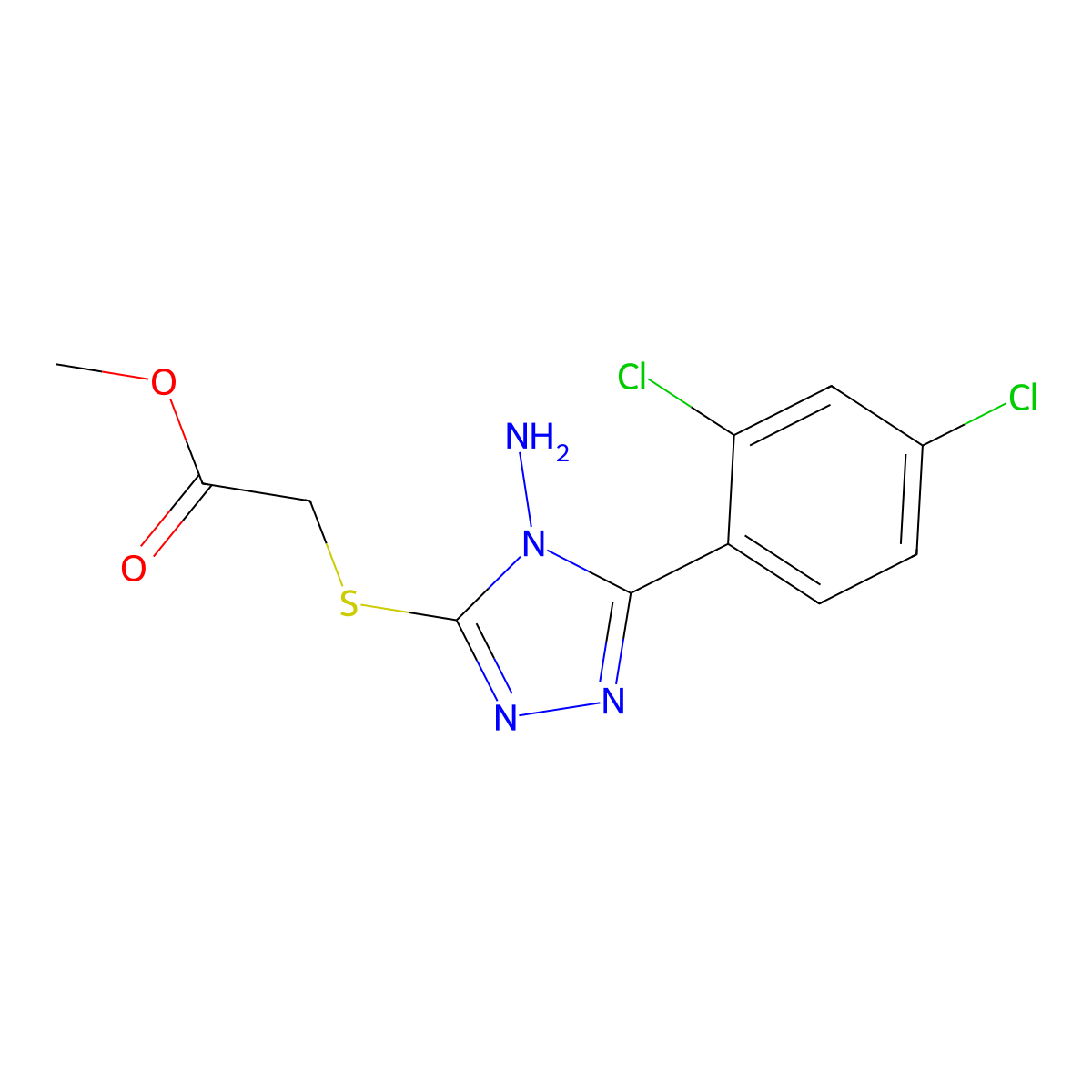 Methyl 2-[4-amino-5-(2,4-dichlorophenyl)-1,2,4-triazol-3-ylthio]acetate molecular structure, CAS 573950-57-9