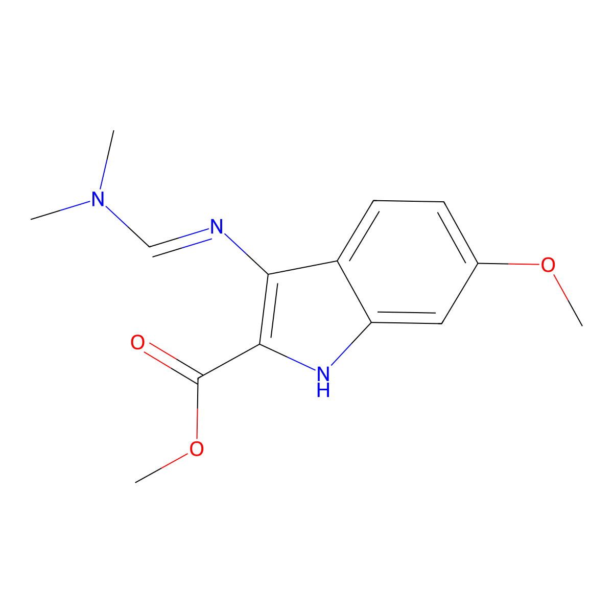 methyl 3-{[(1E)-(dimethylamino)methylene]amino}-6-methoxy-1H-indole-2-carboxylate molecular structure, CAS 573950-58-0