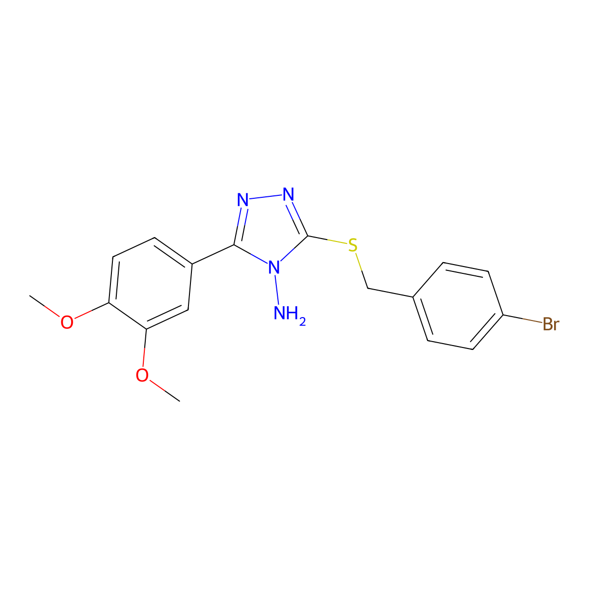 5-(3,4-Dimethoxyphenyl)-3-[(4-bromophenyl)methylthio]-1,2,4-triazole-4-ylamine molecular structure, CAS 573950-60-4