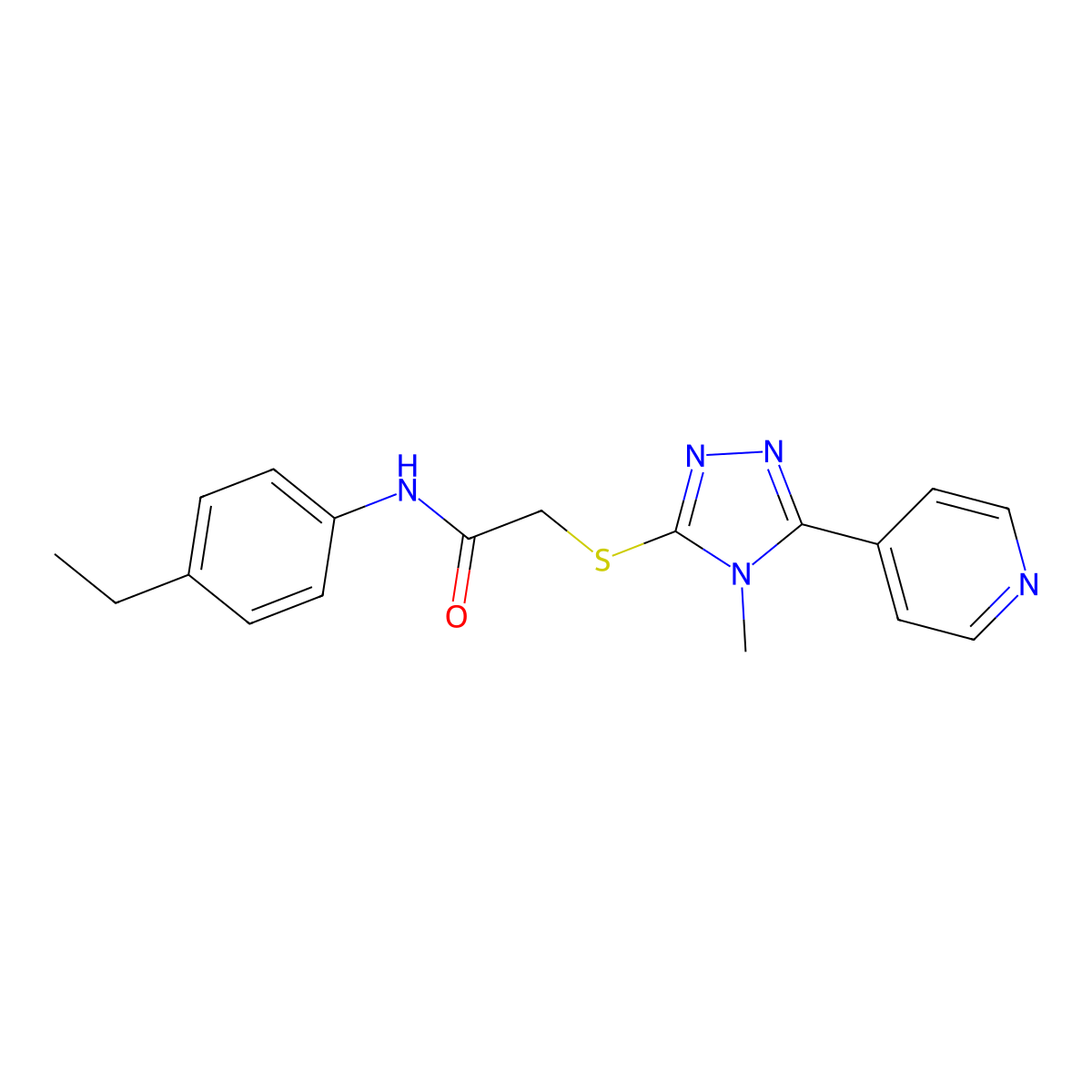 N-(4-ethylphenyl)-2-{[4-methyl-5-(pyridin-4-yl)-4H-1,2,4-triazol-3-yl]sulfanyl}acetamide molecular structure, CAS 573950-97-7