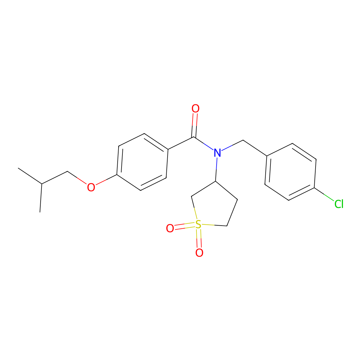 N-(4-chlorobenzyl)-N-(1,1-dioxidotetrahydrothiophen-3-yl)-4-(2-methylpropoxy)benzamide molecular structure, CAS 573950-99-9