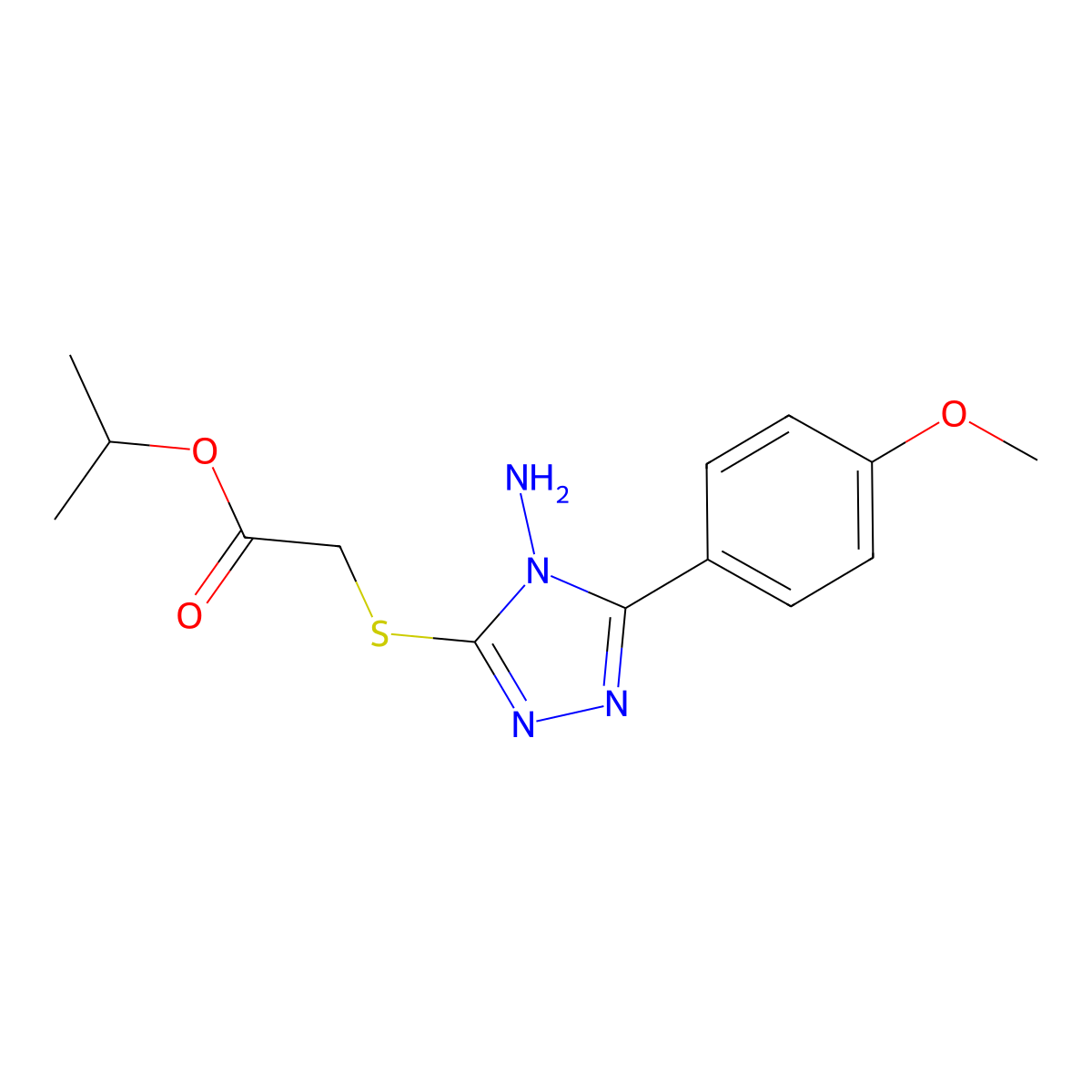 Isopropyl ((4-amino-5-(4-methoxyphenyl)-4H-1,2,4-triazol-3-YL)thio)acetate molecular structure, CAS 573951-09-4
