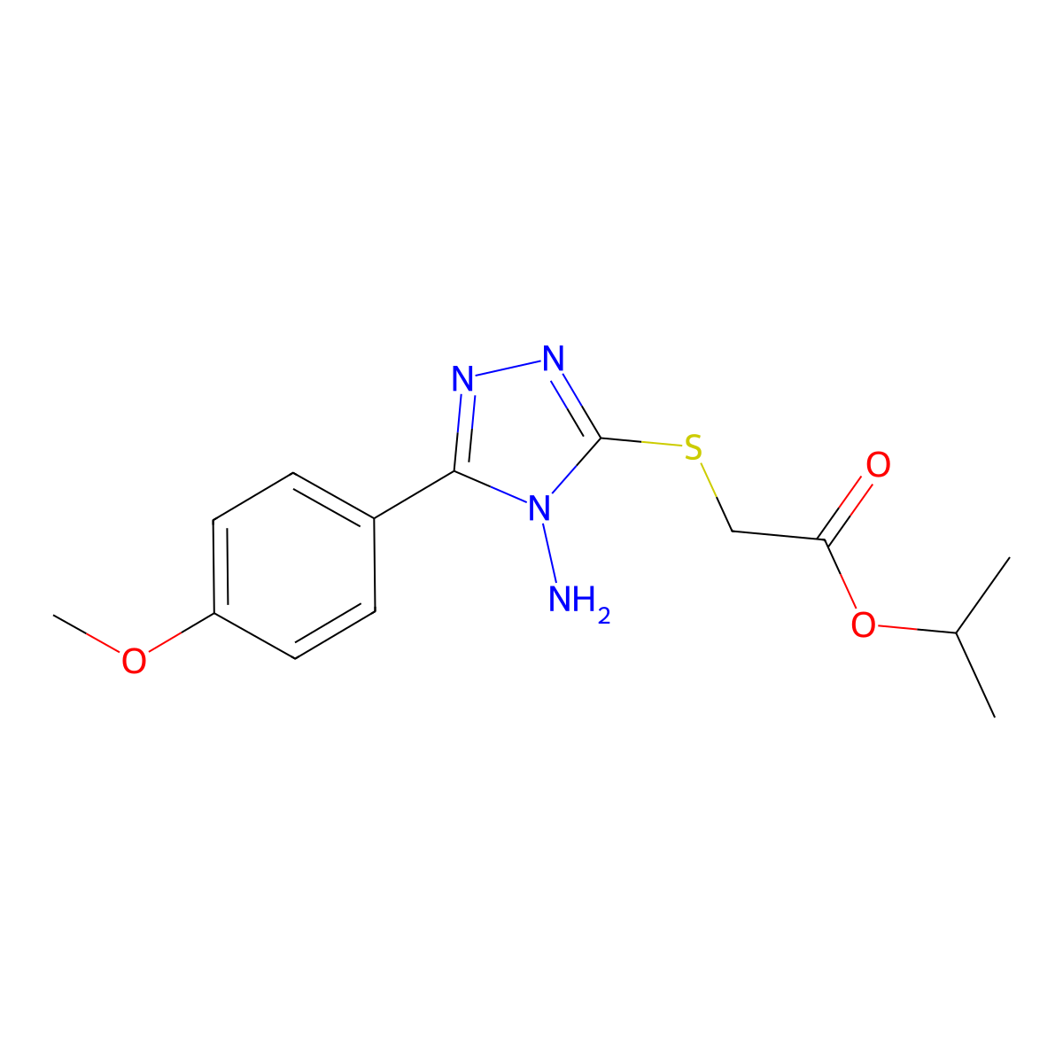 Isopropyl ((4-amino-5-(4-methoxyphenyl)-4H-1,2,4-triazol-3-YL)thio)acetate molecular structure, CAS 573951-09-4