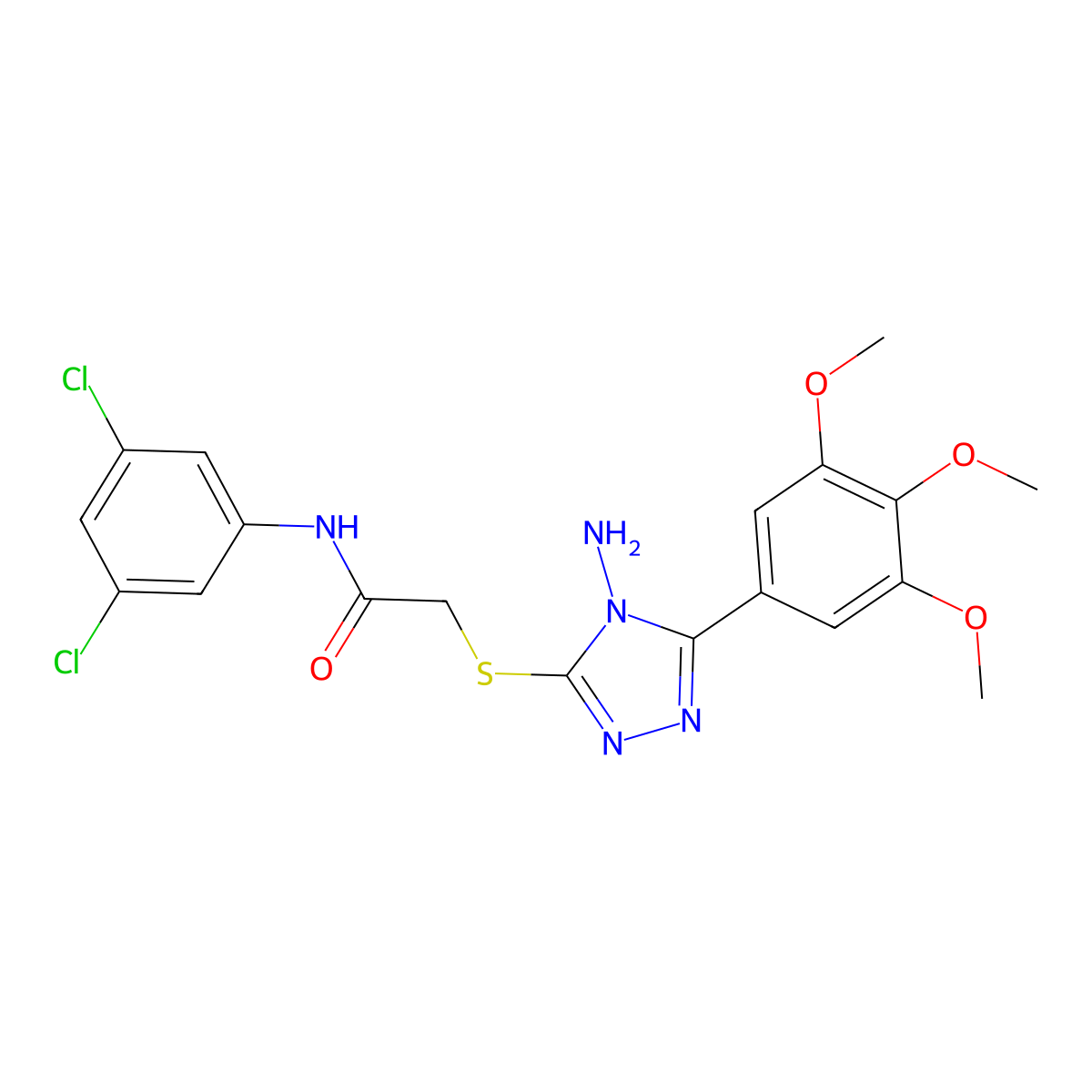 2-[4-amino-5-(3,4,5-trimethoxyphenyl)(1,2,4-triazol-3-ylthio)]-N-(3,5-dichloro phenyl)acetamide molecular structure, CAS 573951-12-9