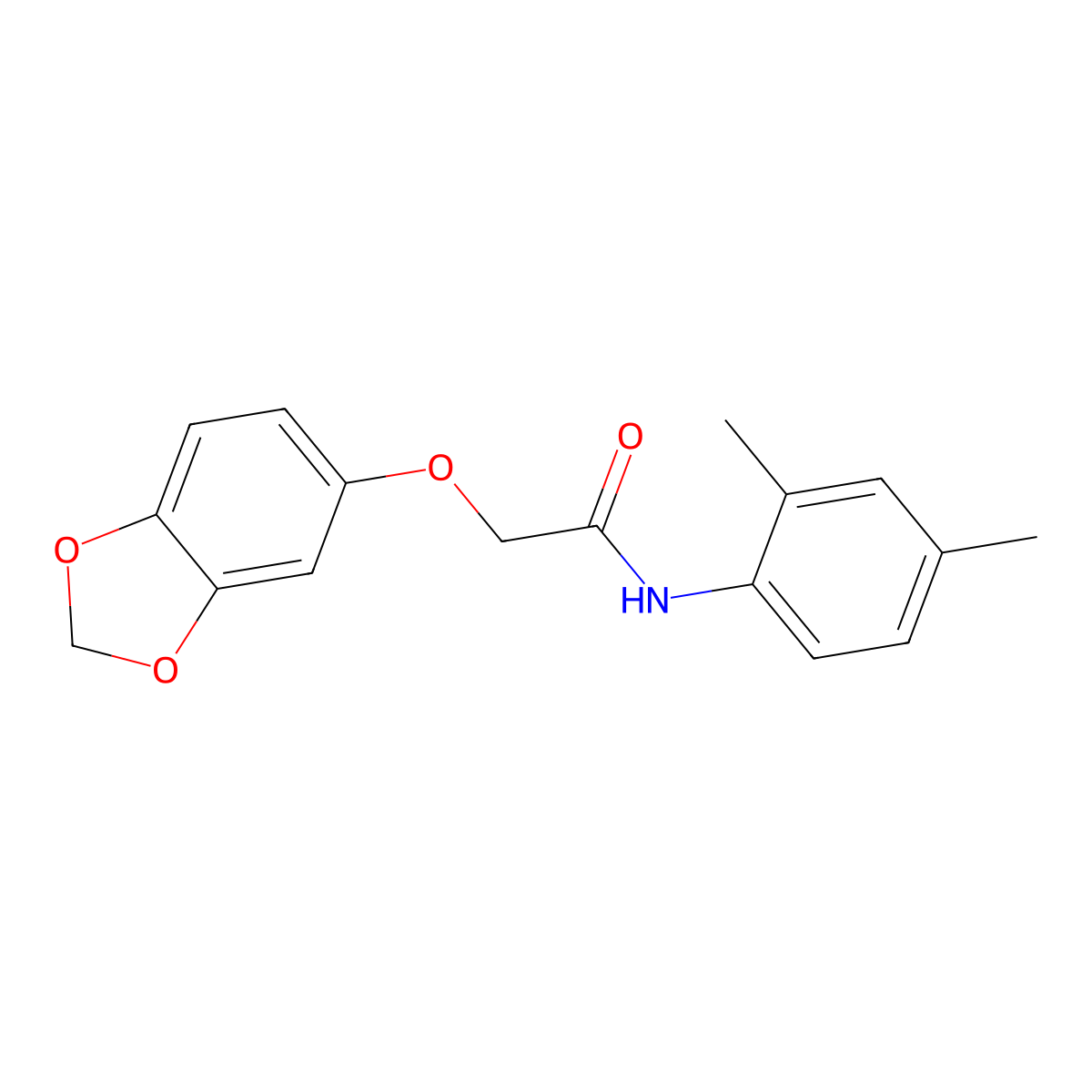2-(1,3-benzodioxol-5-yloxy)-N-(2,4-dimethylphenyl)acetamide molecular structure, CAS 573952-28-0