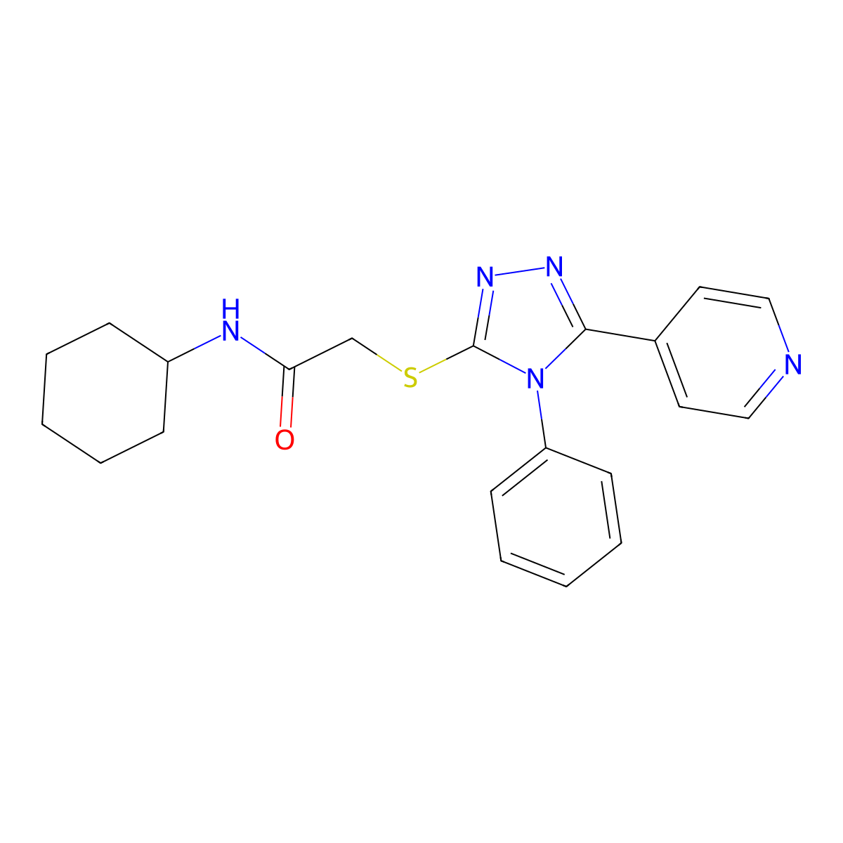N-cyclohexyl-2-[(4-phenyl-5-pyridin-4-yl-1,2,4-triazol-3-yl)sulfanyl]acetamide molecular structure, CAS 573961-14-5
