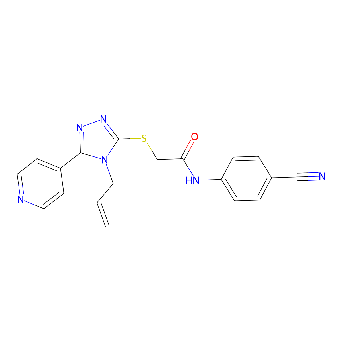 N-(4-cyanophenyl)-2-[(4-prop-2-enyl-5-pyridin-4-yl-1,2,4-triazol-3-yl)sulfanyl]acetamide molecular structure, CAS 573961-19-0