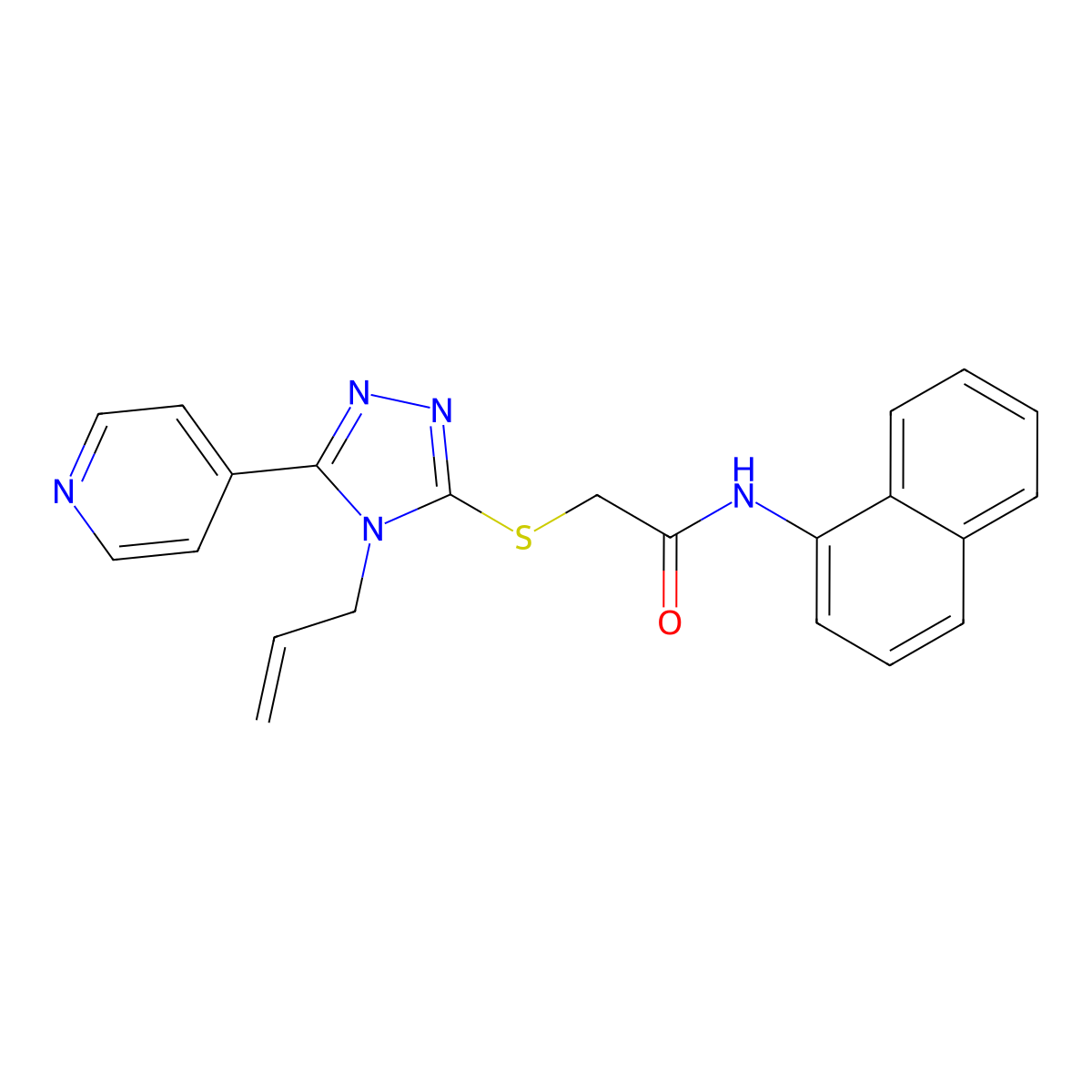 N-(naphthalen-1-yl)-2-{[4-(prop-2-en-1-yl)-5-(pyridin-4-yl)-4H-1,2,4-triazol-3-yl]sulfanyl}acetamide molecular structure, CAS 573964-52-0