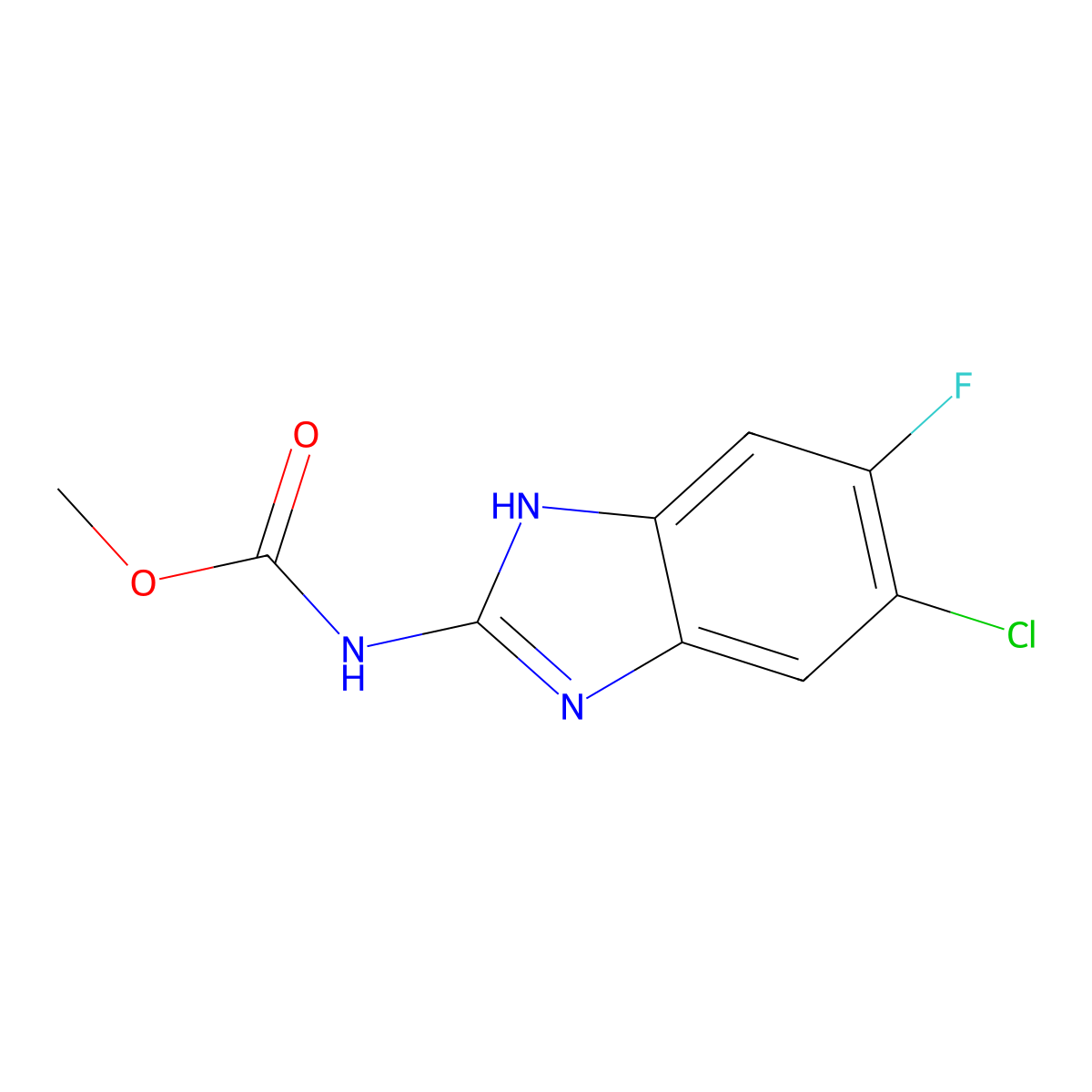 methyl 6-chloro-5-fluoro-1H-benzimidazol-2-ylcarbamate molecular structure, CAS 573969-99-0