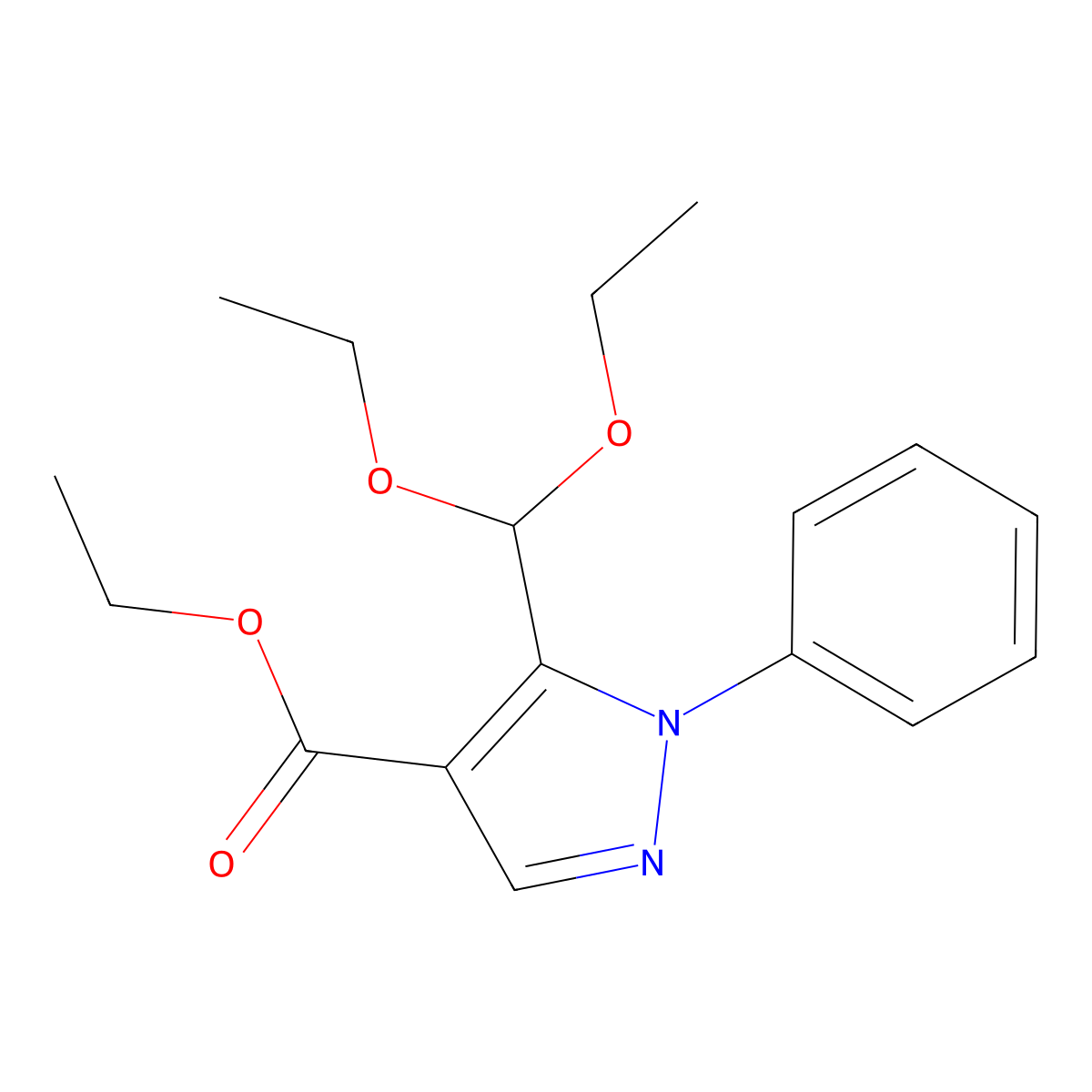 ethyl 5-(diethoxymethyl)-1-phenyl-1H-pyrazole-4-carboxylate molecular structure, CAS 57397-75-8