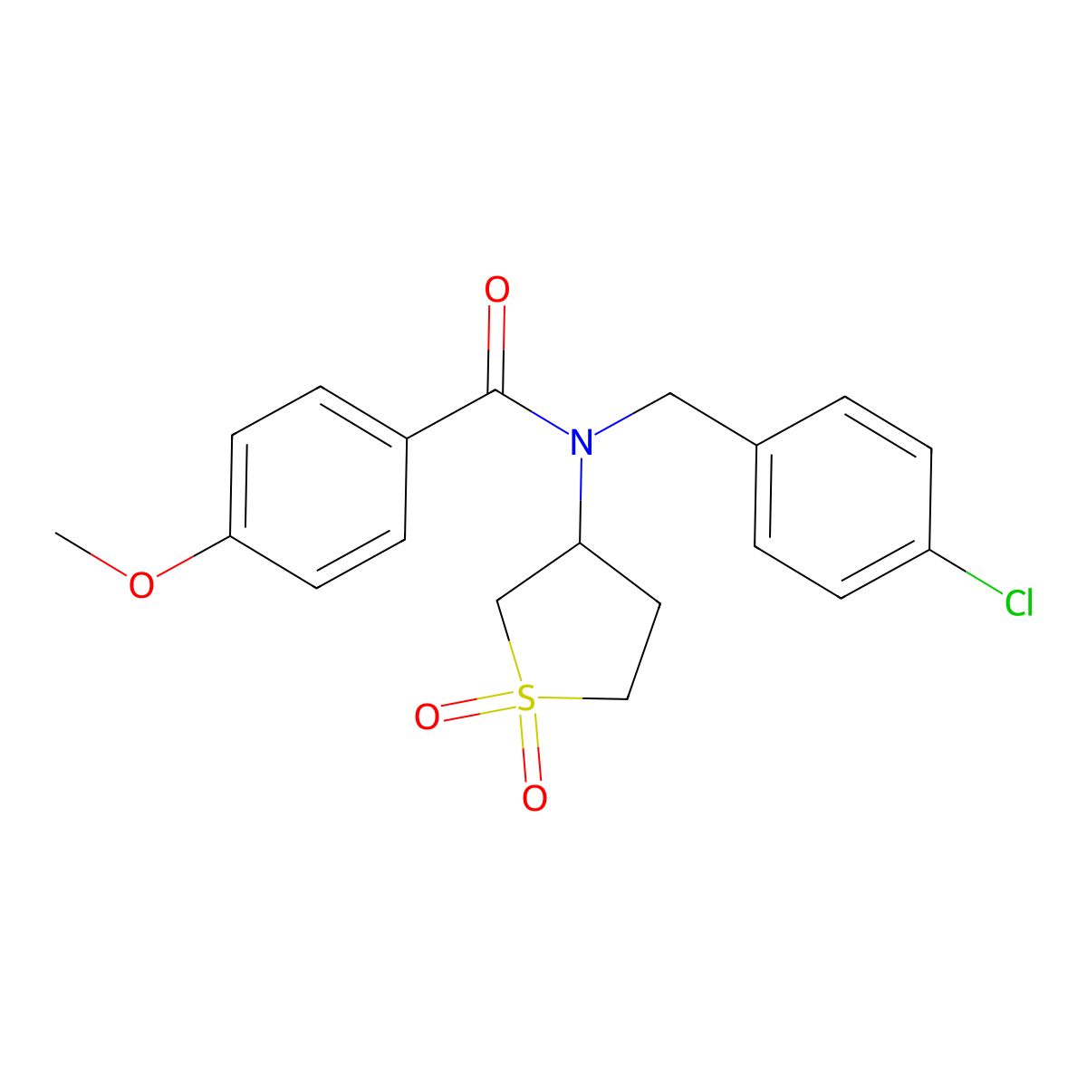 N-(4-chlorobenzyl)-N-(1,1-dioxidotetrahydrothiophen-3-yl)-4-methoxybenzamide molecular structure, CAS 573970-60-2
