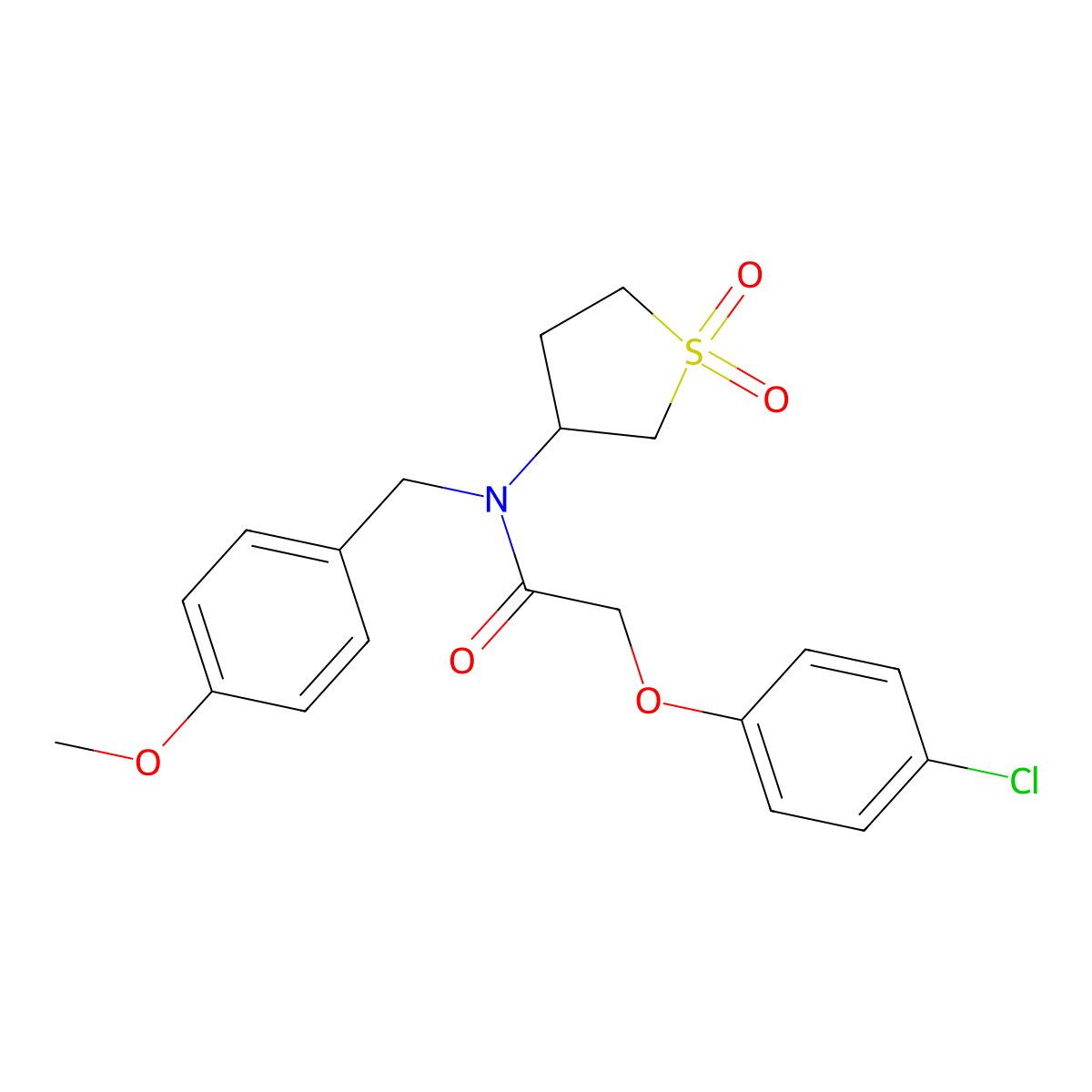 2-(4-chlorophenoxy)-N-(1,1-dioxidotetrahydrothiophen-3-yl)-N-(4-methoxybenzyl)acetamide molecular structure, CAS 573971-01-4