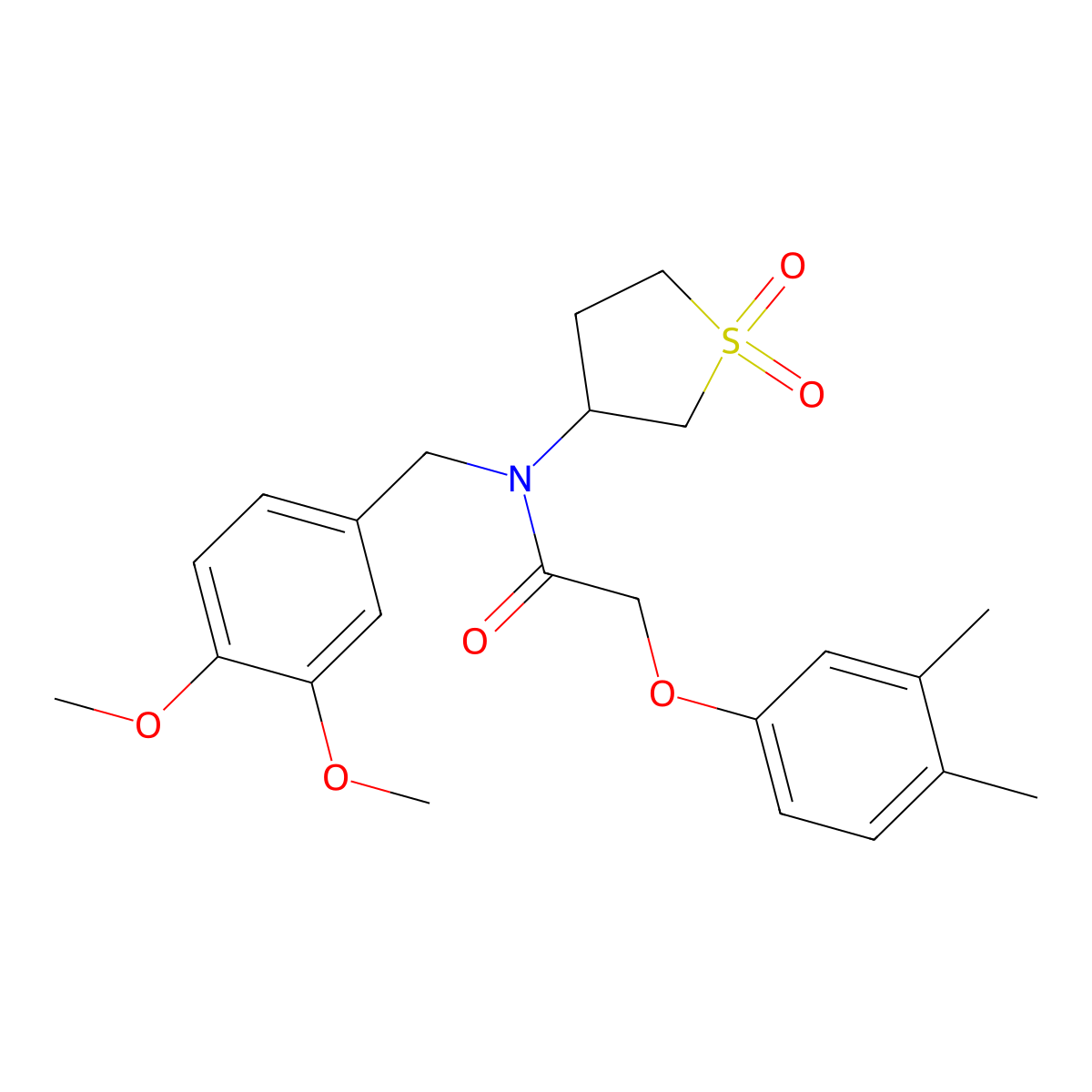 N-(3,4-dimethoxybenzyl)-2-(3,4-dimethylphenoxy)-N-(1,1-dioxidotetrahydrothiophen-3-yl)acetamide molecular structure, CAS 573971-02-5