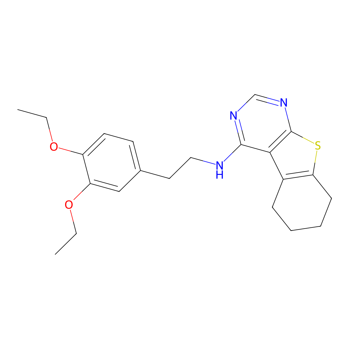 N-[2-(3,4-diethoxyphenyl)ethyl]-5,6,7,8-tetrahydro-[1]benzothiolo[2,3-d]pyrimidin-4-amine molecular structure, CAS 573971-08-1