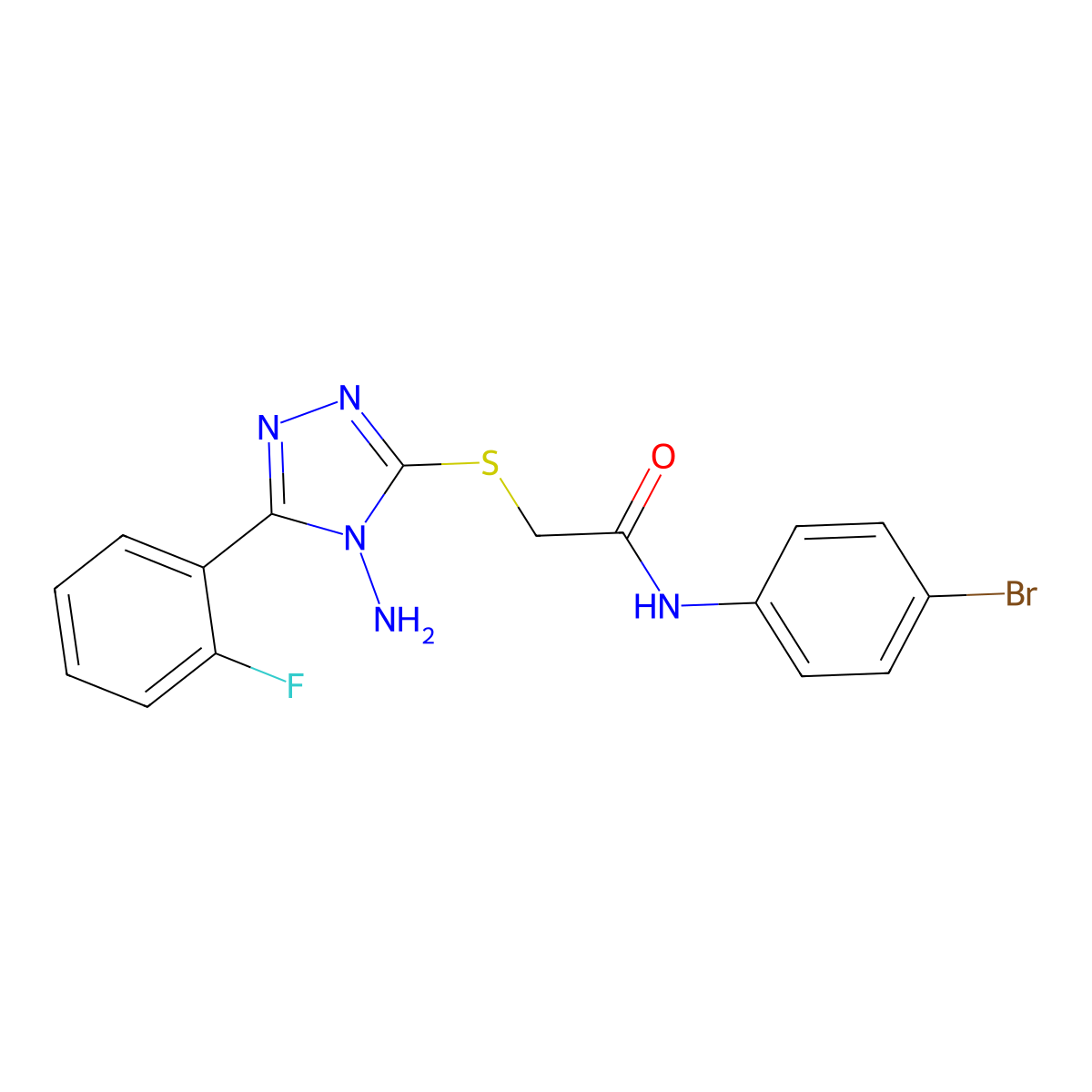 2-[4-amino-5-(2-fluorophenyl)(1,2,4-triazol-3-ylthio)]-N-(4-bromophenyl)acetam ide molecular structure, CAS 573971-14-9