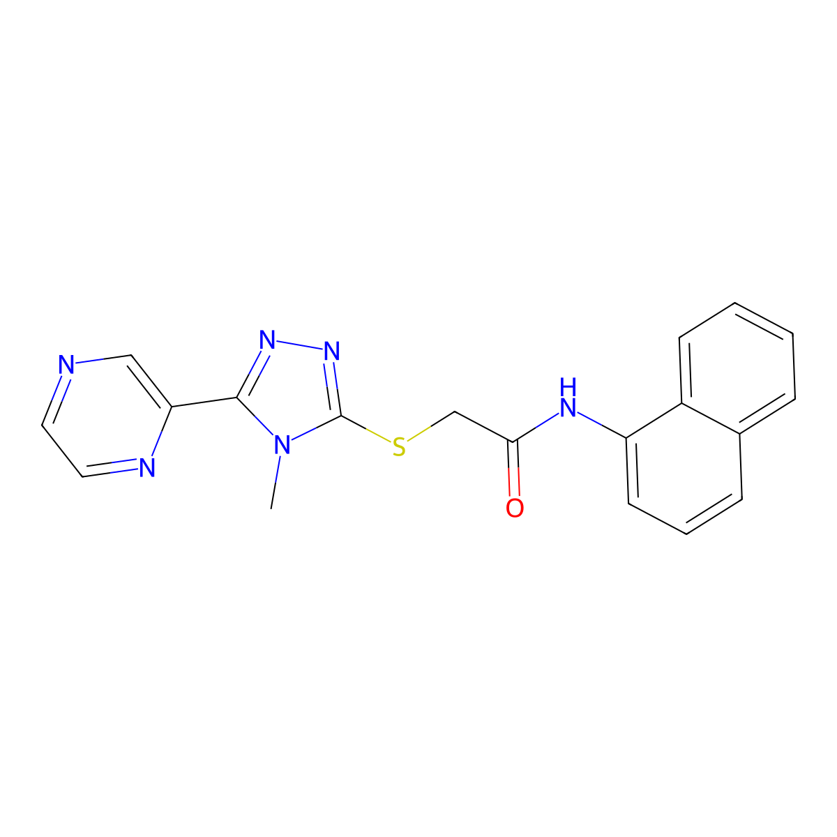2-{[4-methyl-5-(pyrazin-2-yl)-4H-1,2,4-triazol-3-yl]sulfanyl}-N-(naphthalen-1-yl)acetamide molecular structure, CAS 573971-15-0