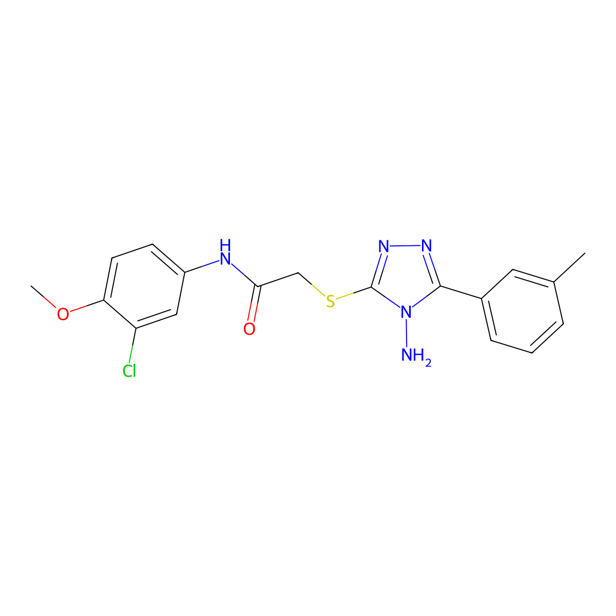 2-[4-amino-5-(3-methylphenyl)(1,2,4-triazol-3-ylthio)]-N-(3-chloro-4-methoxyph enyl)acetamide molecular structure, CAS 573971-16-1