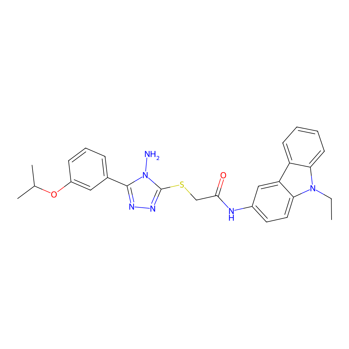 2-{4-amino-5-[3-(methylethoxy)phenyl](1,2,4-triazol-3-ylthio)}-N-(9-ethylcarba zol-3-yl)acetamide molecular structure, CAS 573971-65-0