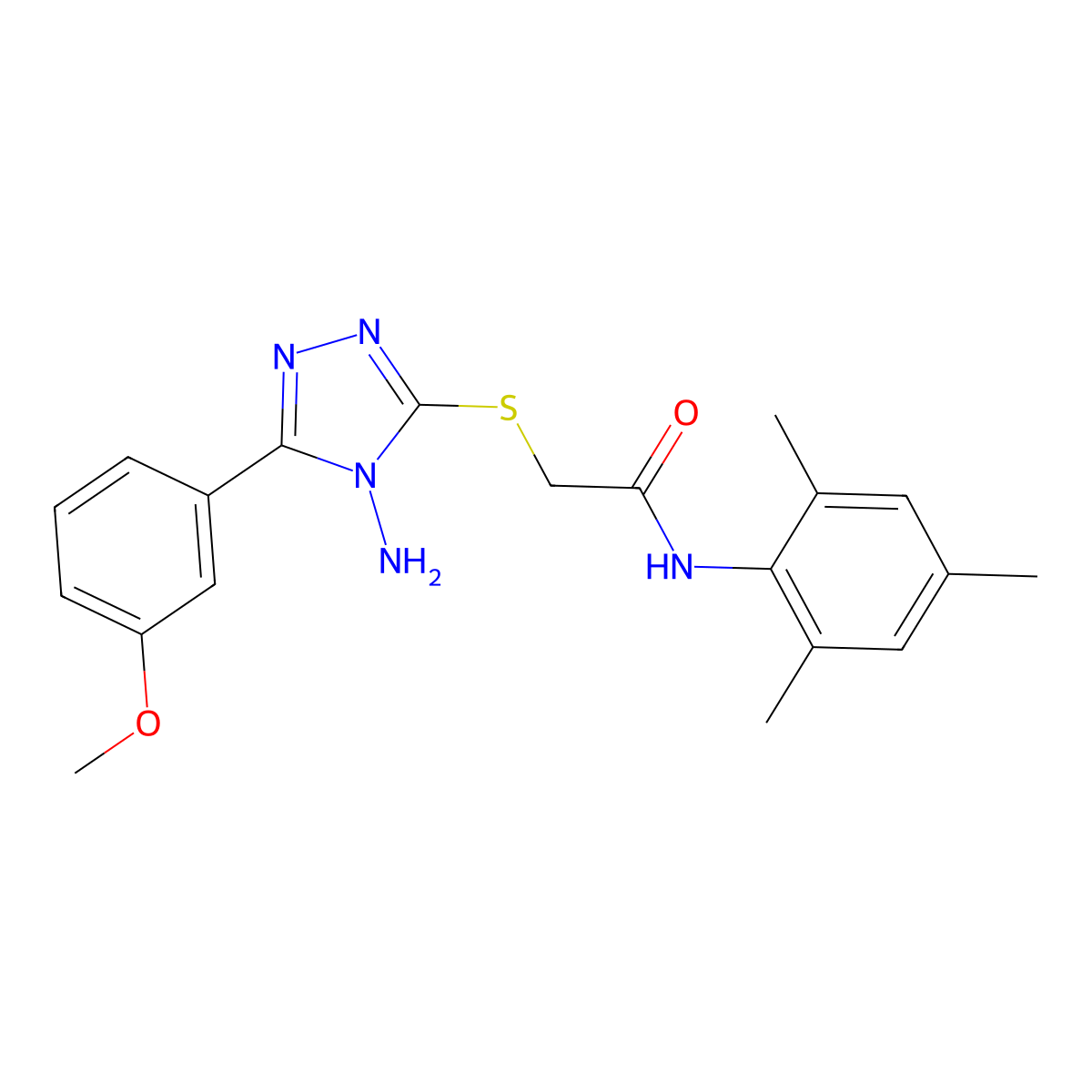 2-[4-amino-5-(3-methoxyphenyl)(1,2,4-triazol-3-ylthio)]-N-(2,4,6-trimethylphen yl)acetamide molecular structure, CAS 573971-98-9