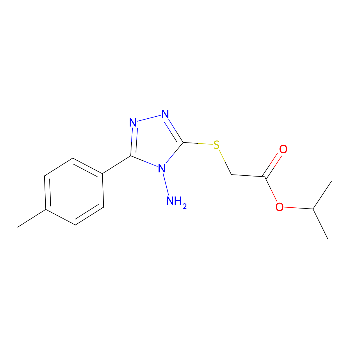 Isopropyl ((4-amino-5-(4-methylphenyl)-4H-1,2,4-triazol-3-YL)thio)acetate molecular structure, CAS 573972-00-6