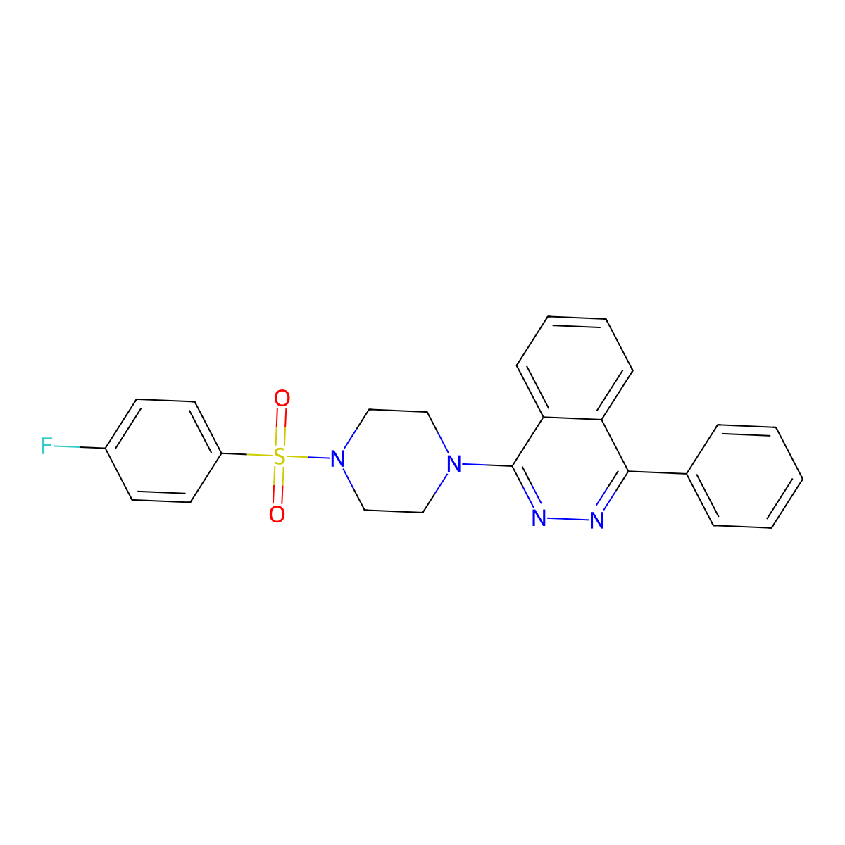 1-[4-(4-Fluorophenyl)sulfonylpiperazin-1-yl]-4-phenylphthalazine molecular structure, CAS 573972-09-5