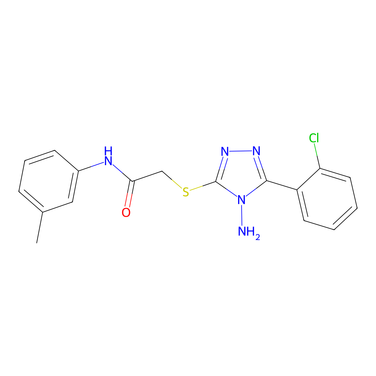 2-((4-amino-5-(2-chlorophenyl)-4H-1,2,4-triazol-3-yl)thio)-N-(m-tolyl)acetamide molecular structure, CAS 573972-71-1