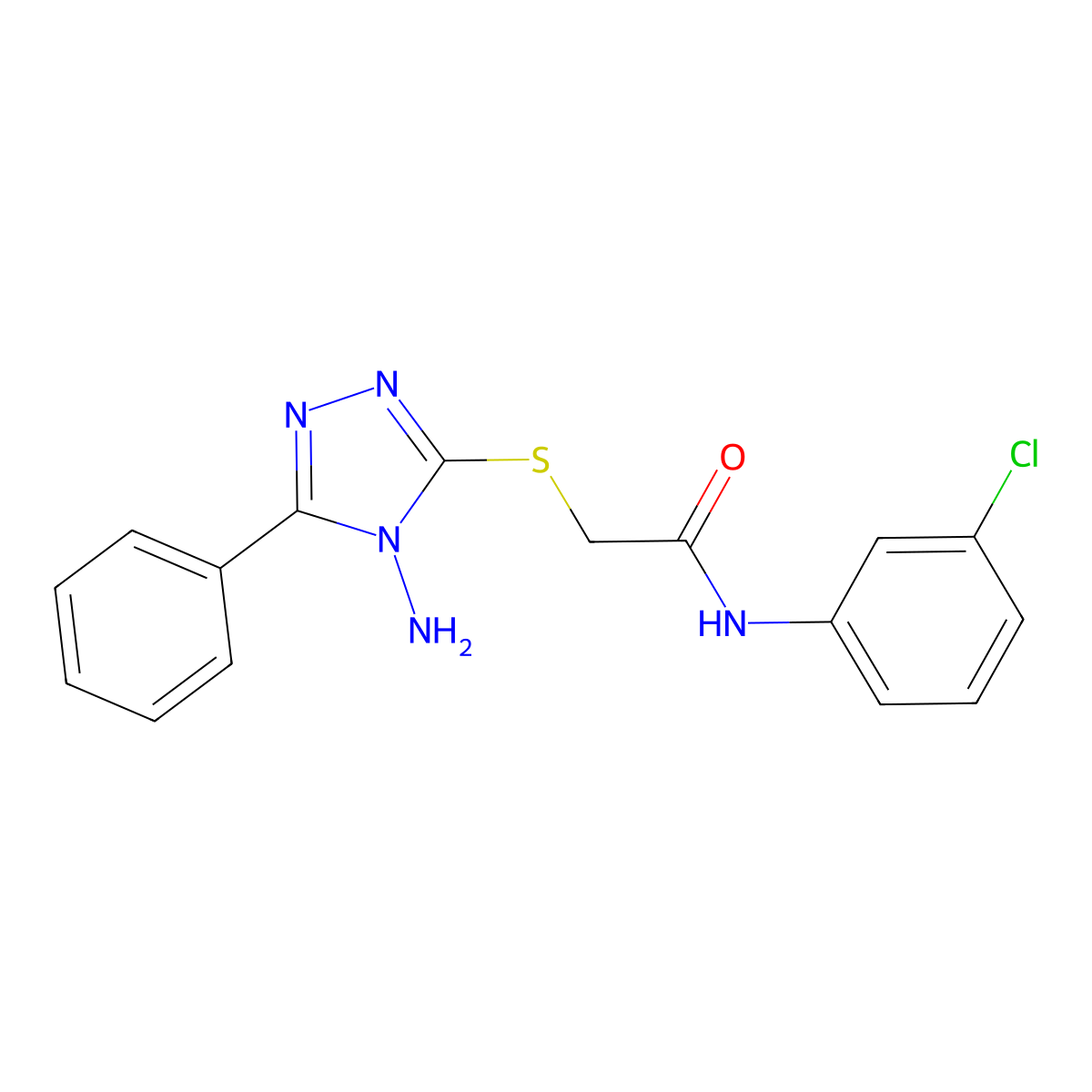2-((4-amino-5-phenyl-4H-1,2,4-triazol-3-yl)thio)-N-(3-chlorophenyl)acetamide molecular structure, CAS 573972-73-3
