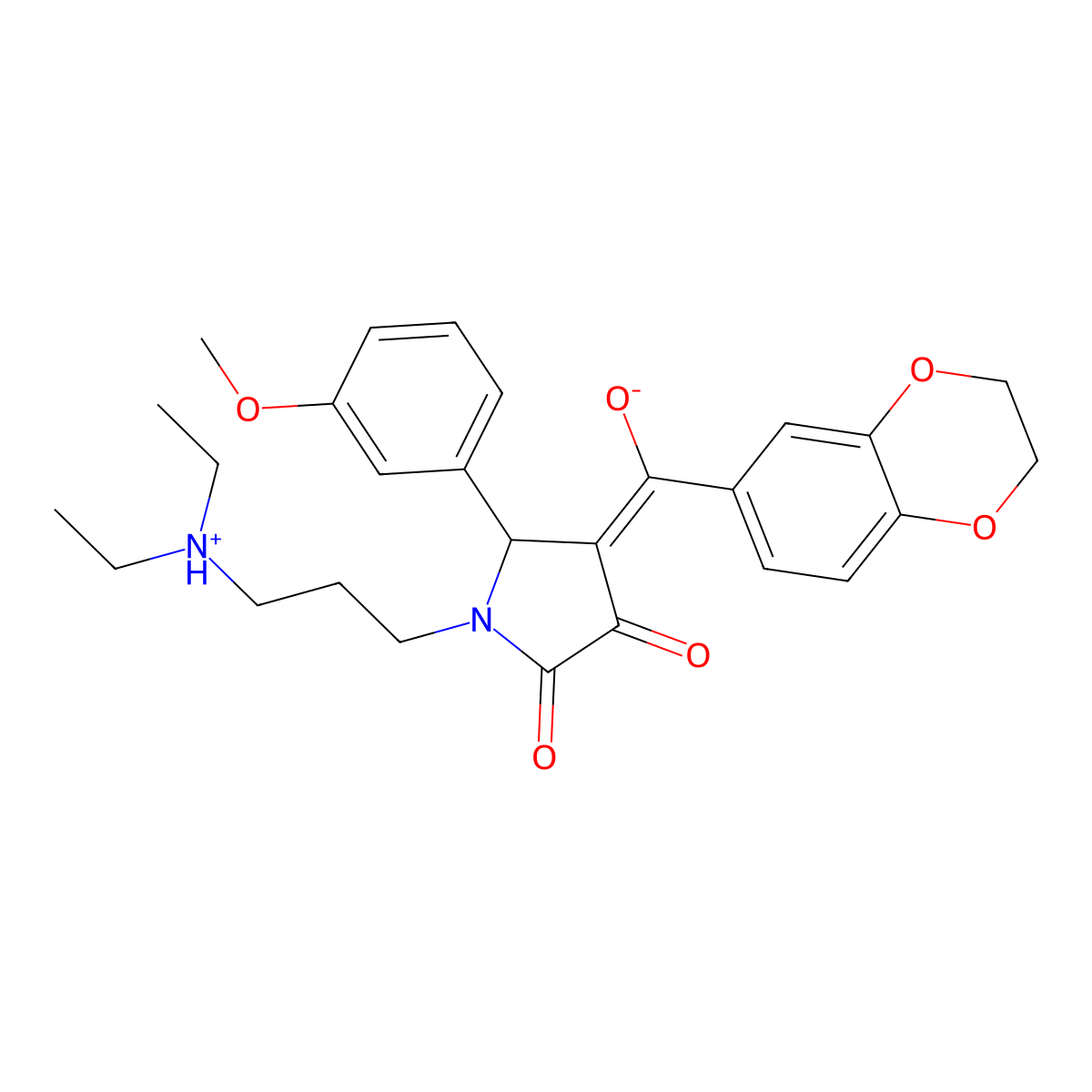 1-[3-(diethylamino)propyl]-4-(2,3-dihydro-1,4-benzodioxine-6-carbonyl)-3-hydroxy-5-(3-methoxyphenyl)-2,5-dihydro-1H-pyrrol-2-one molecular structure, CAS 573972-74-4