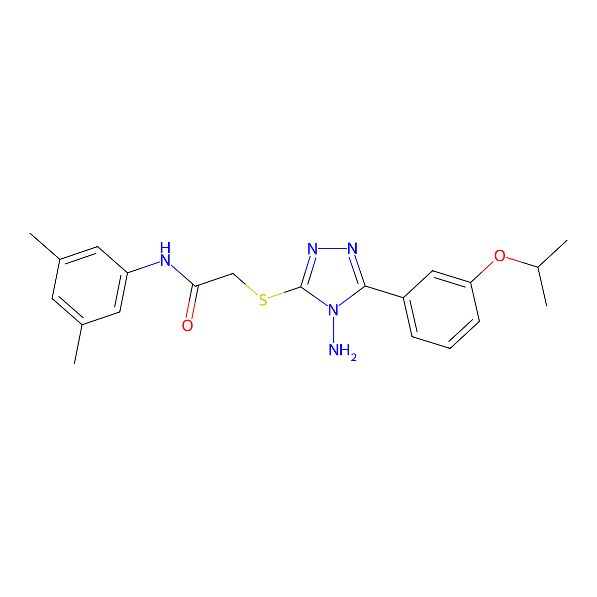 2-({4-amino-5-[3-(propan-2-yloxy)phenyl]-4H-1,2,4-triazol-3-yl}sulfanyl)-N-(3,5-dimethylphenyl)acetamide molecular structure, CAS 573972-81-3