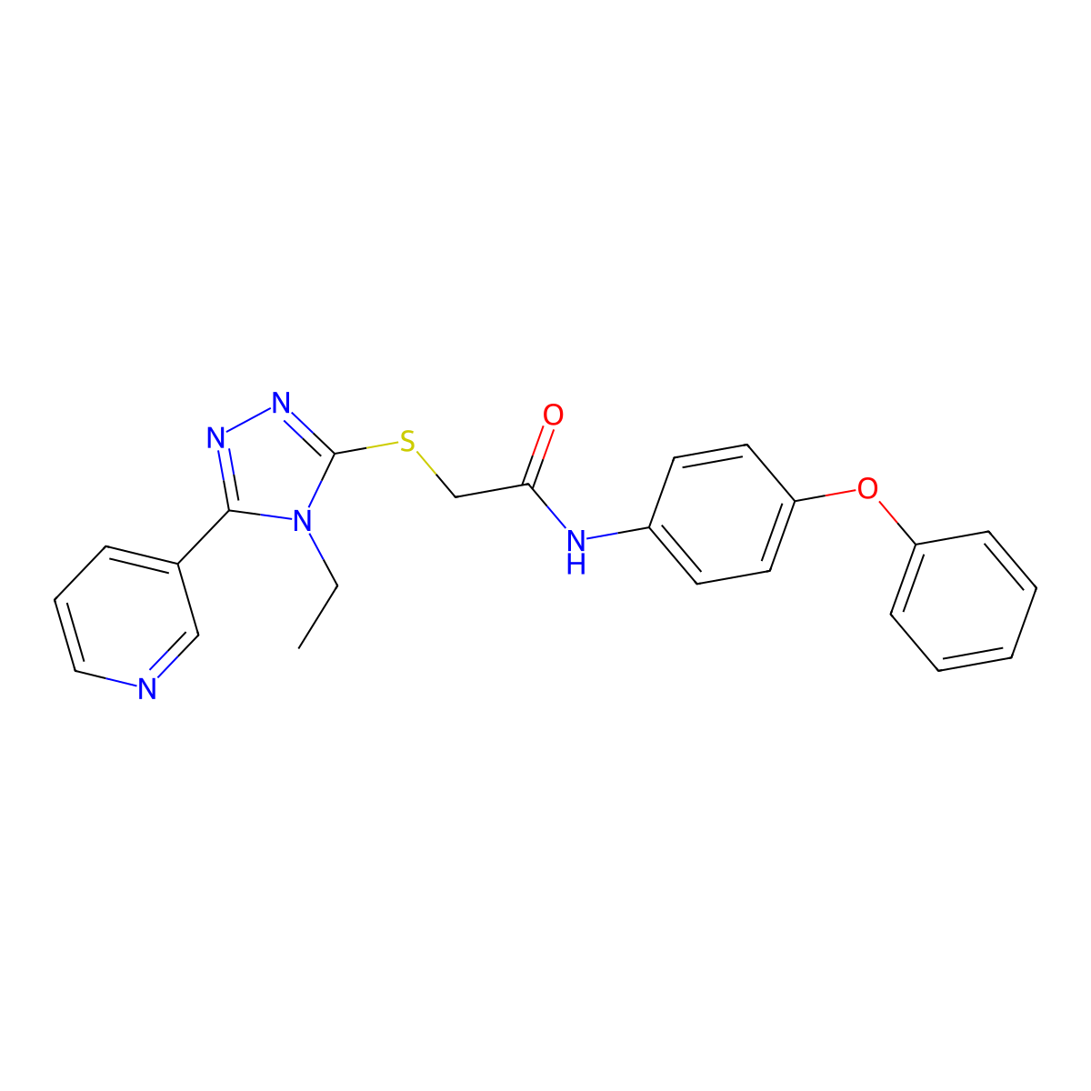 2-((4-Ethyl-5-(3-pyridinyl)-4H-1,2,4-triazol-3-YL)sulfanyl)-N-(4-phenoxyphenyl)acetamide molecular structure, CAS 573972-93-7